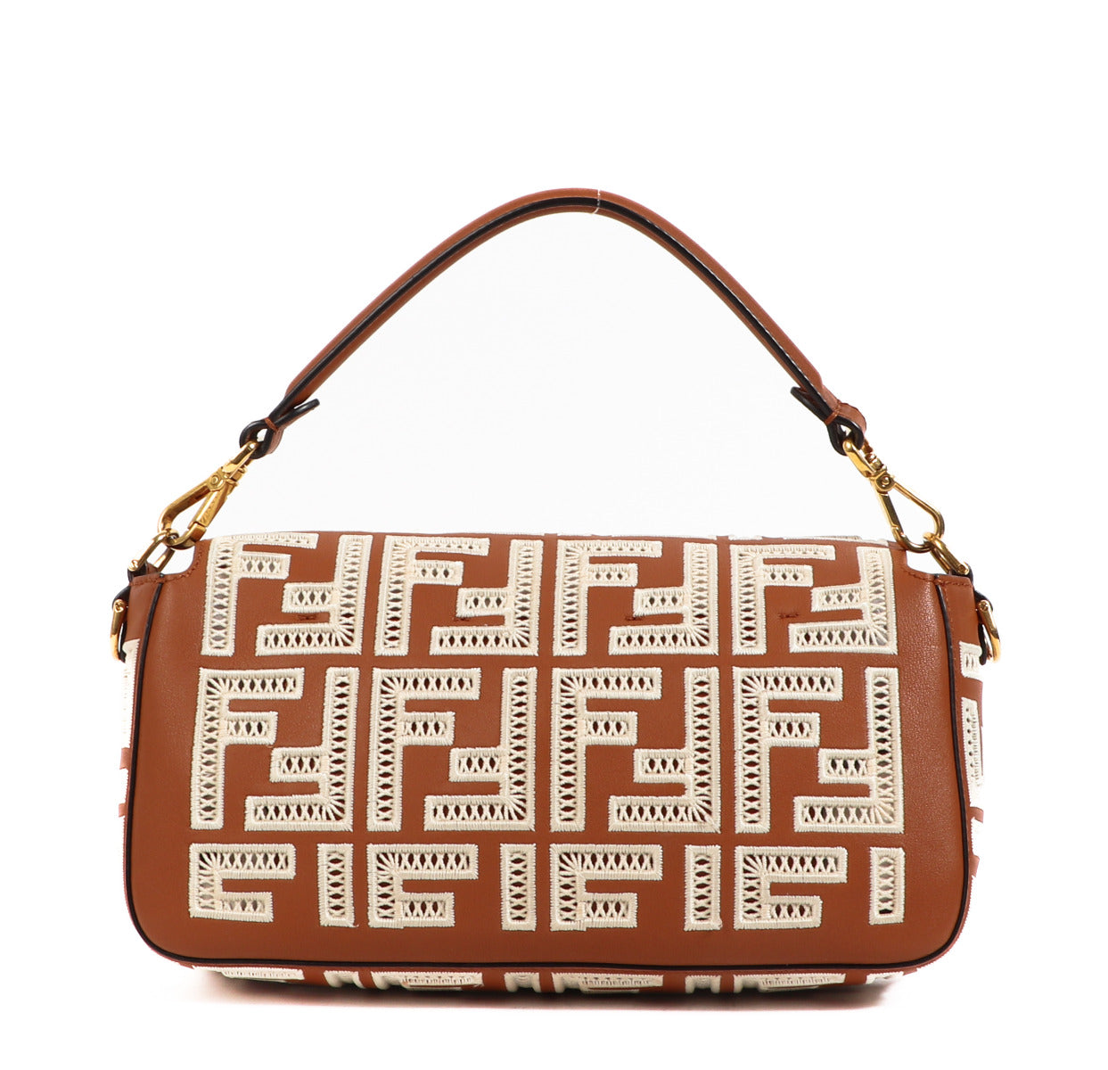 Fendi Brown Embroidered FF Medium Baguette Bag