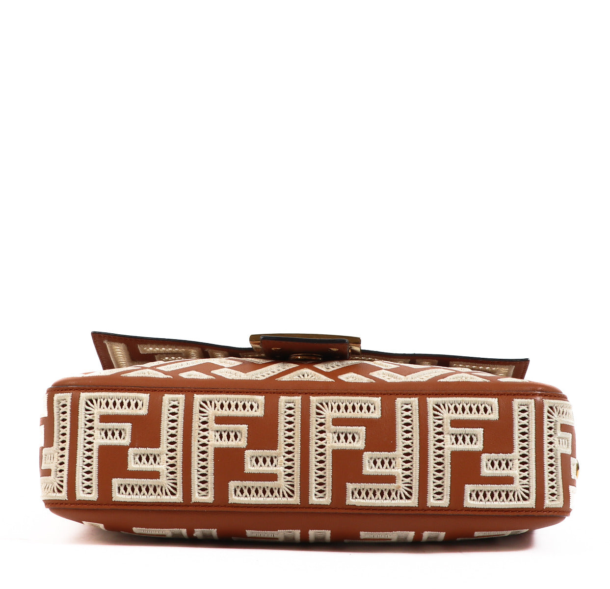 Fendi Brown Embroidered FF Medium Baguette Bag