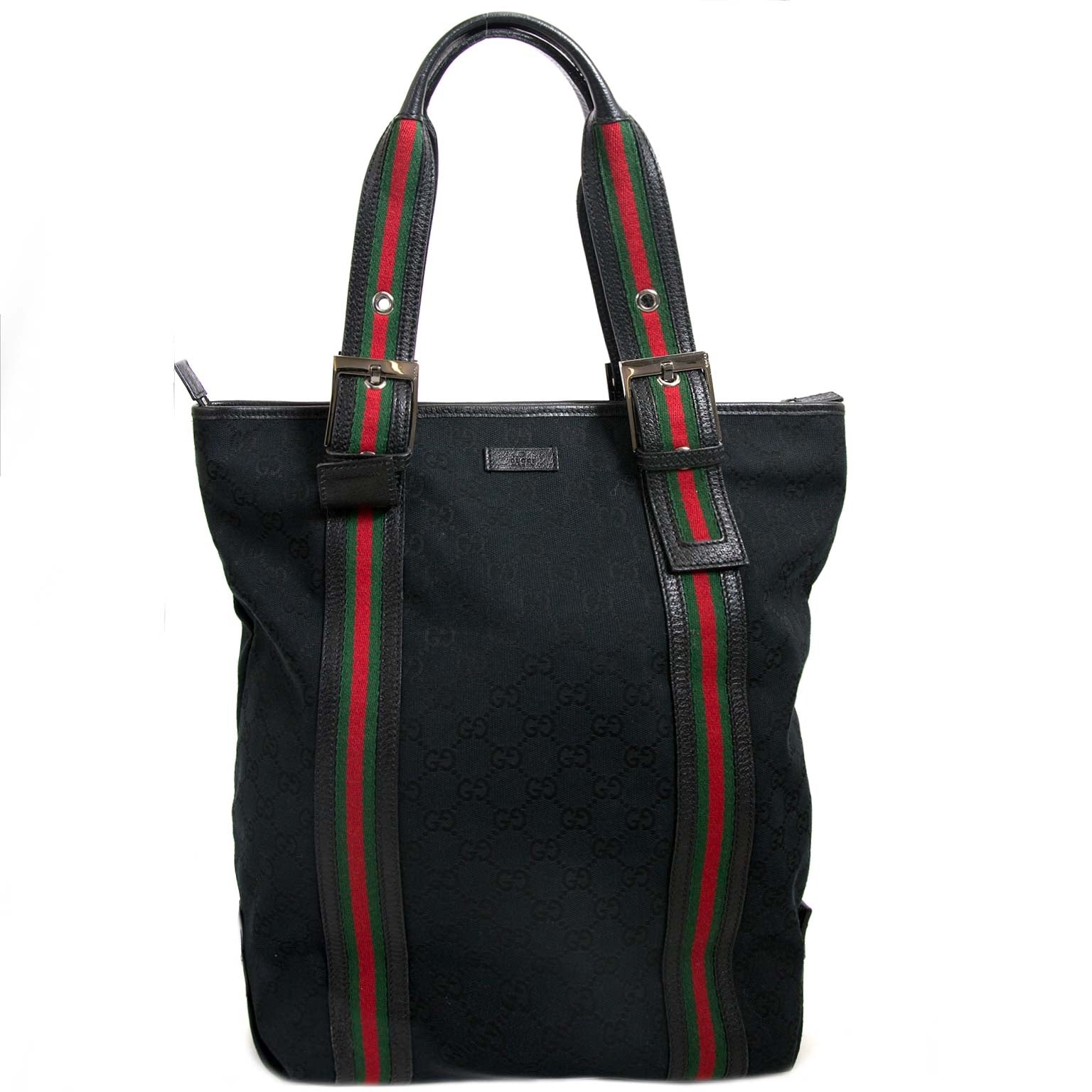 Gucci Black Monogram Fabric Webb Shopper Tote
