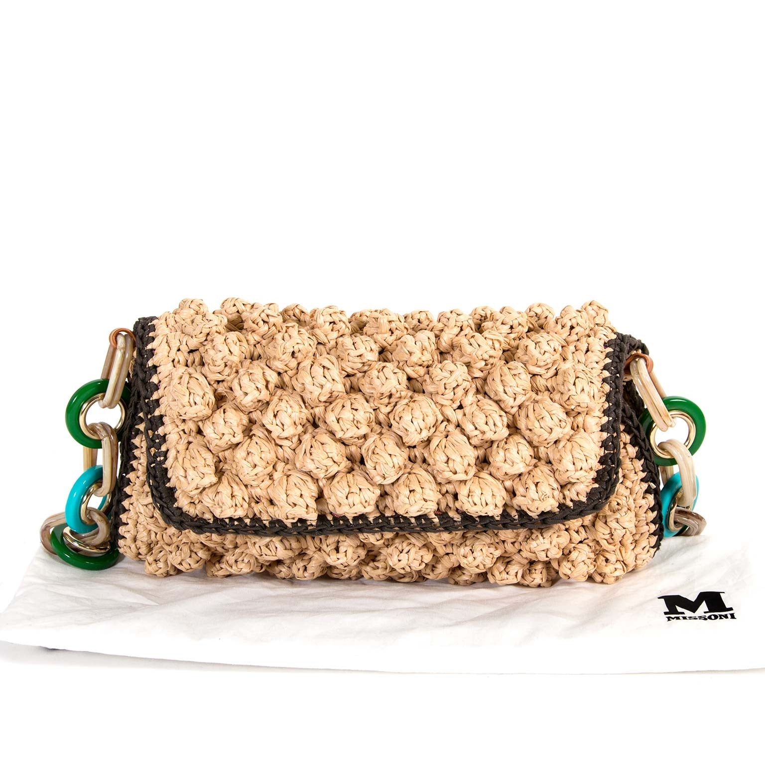 M Missoni Woven Raffia Shoulder Bag