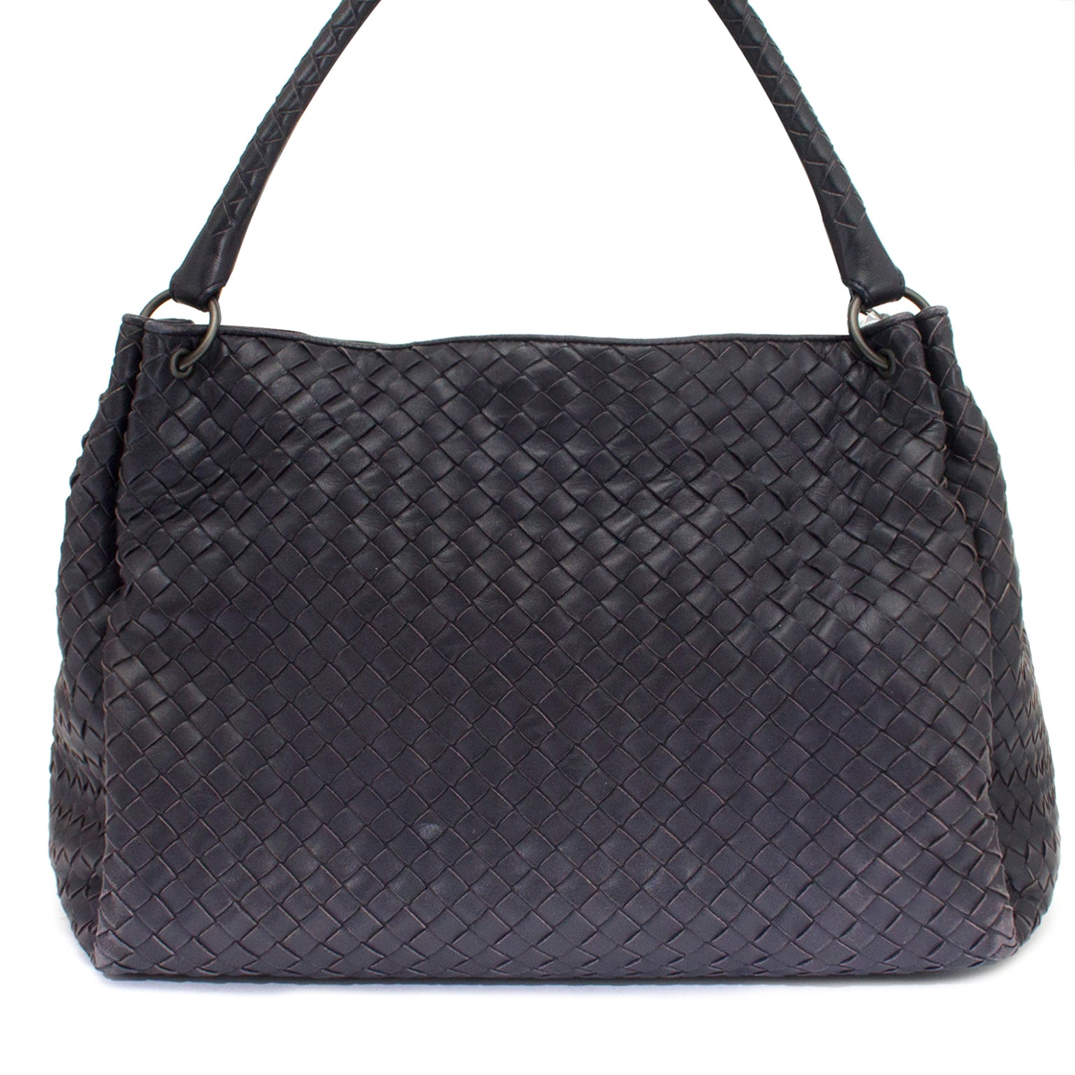 acheter en ligne pour le meilleur prix sac a main Bottega Veneta Woven Blue/Aubergine