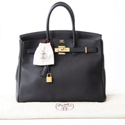 acheter en ligne pour le meilleur prix sac a main comme neuf Hermes Birkin 35 Black Togo GHW +INVOICE
