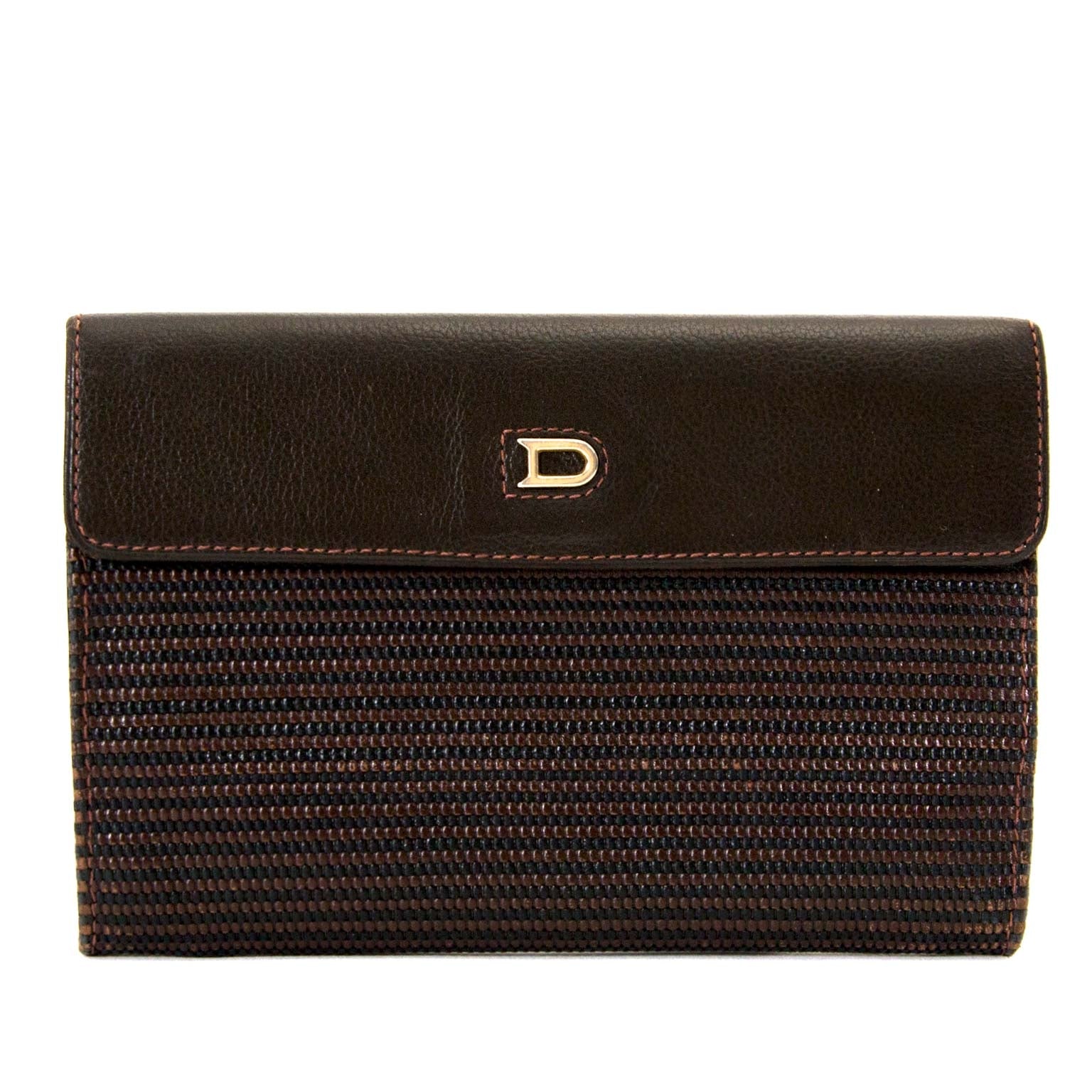 Delvaux Brown Toile De Cuir Pouch now for sale at labellov vintage fashion webshop belgium