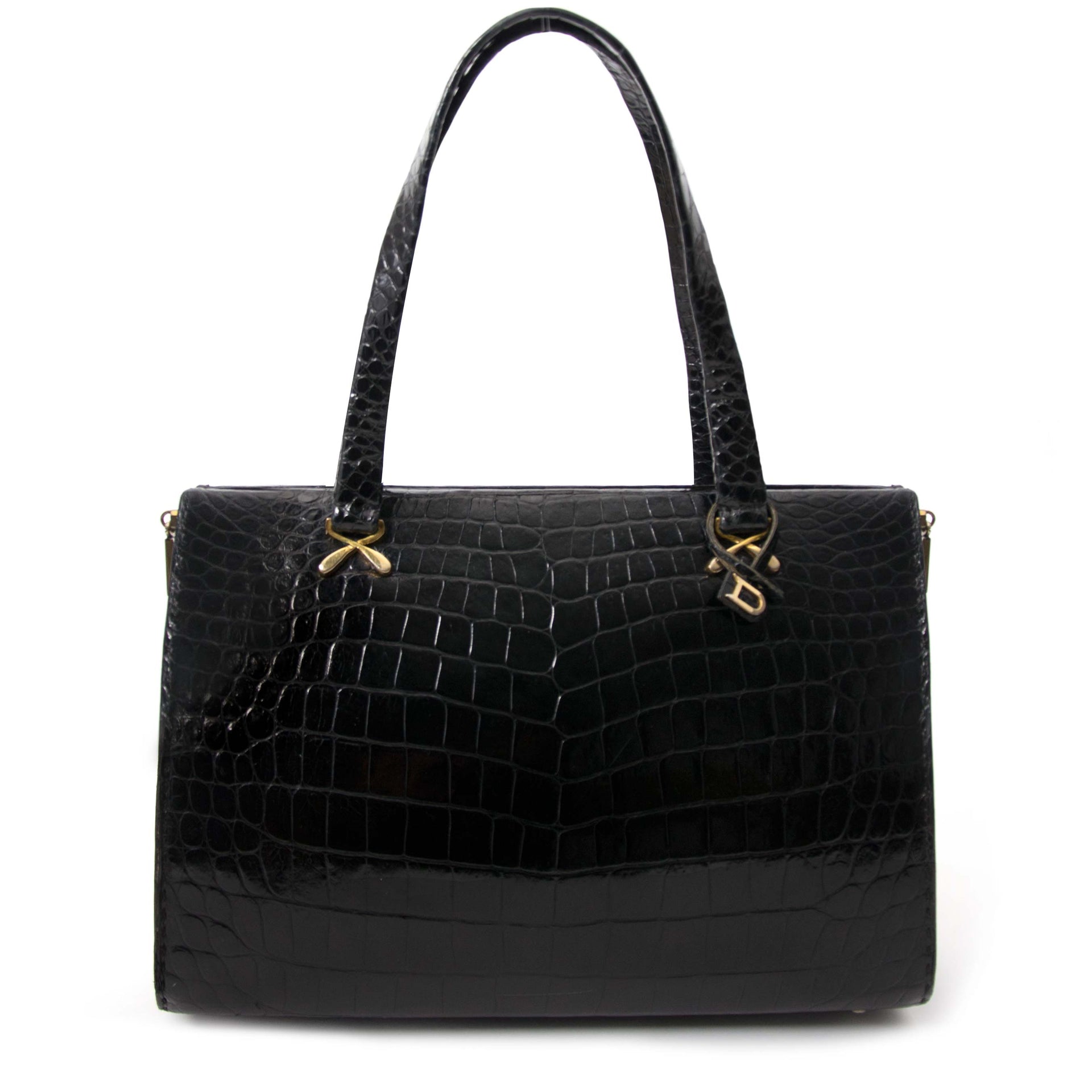 acheter en ligne seconde main Delvaux Croco Black Evening Bag