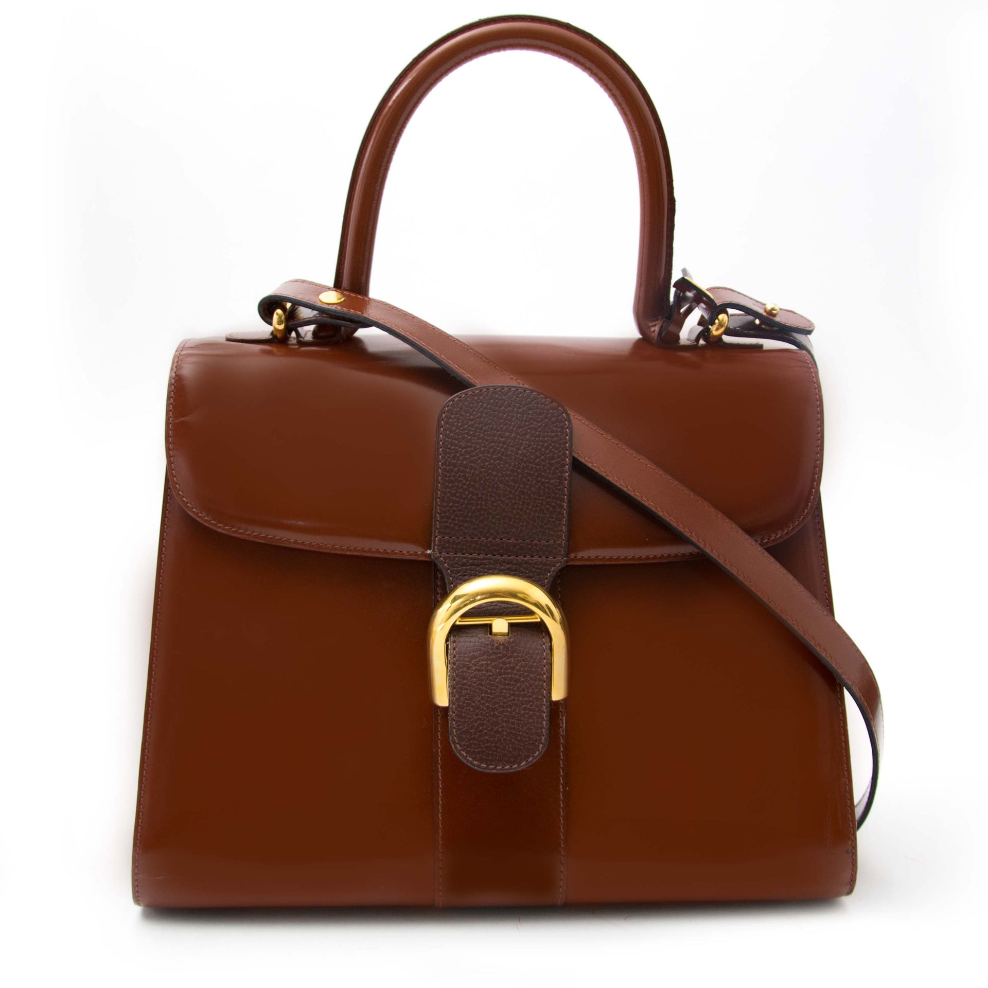 Delvaux Brillant MM Bicolor Dark Brown - Marron + strap