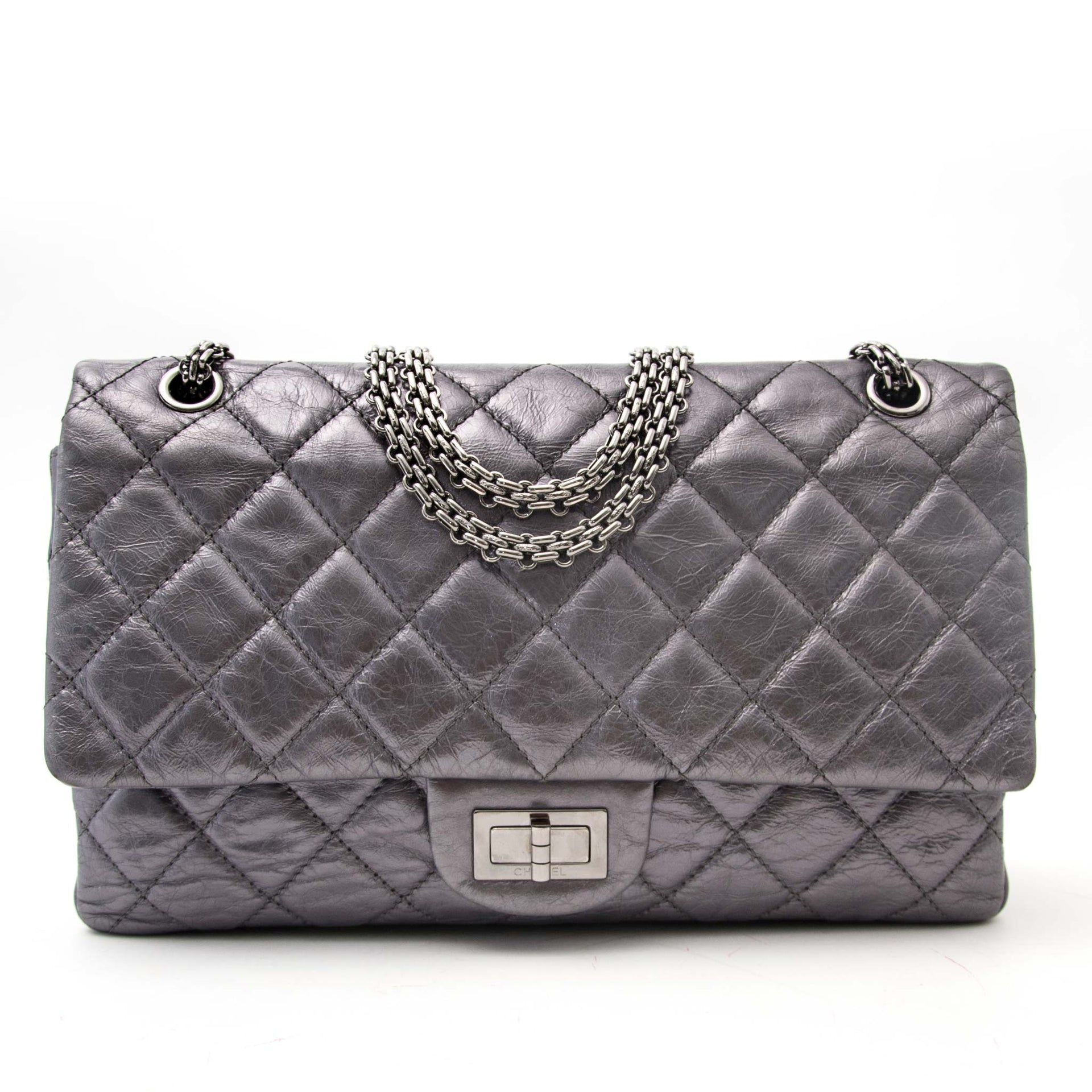 special edition Chanel Metallic Silver Reissue online webshop boutique antwerp tasche seconde hande Belgie