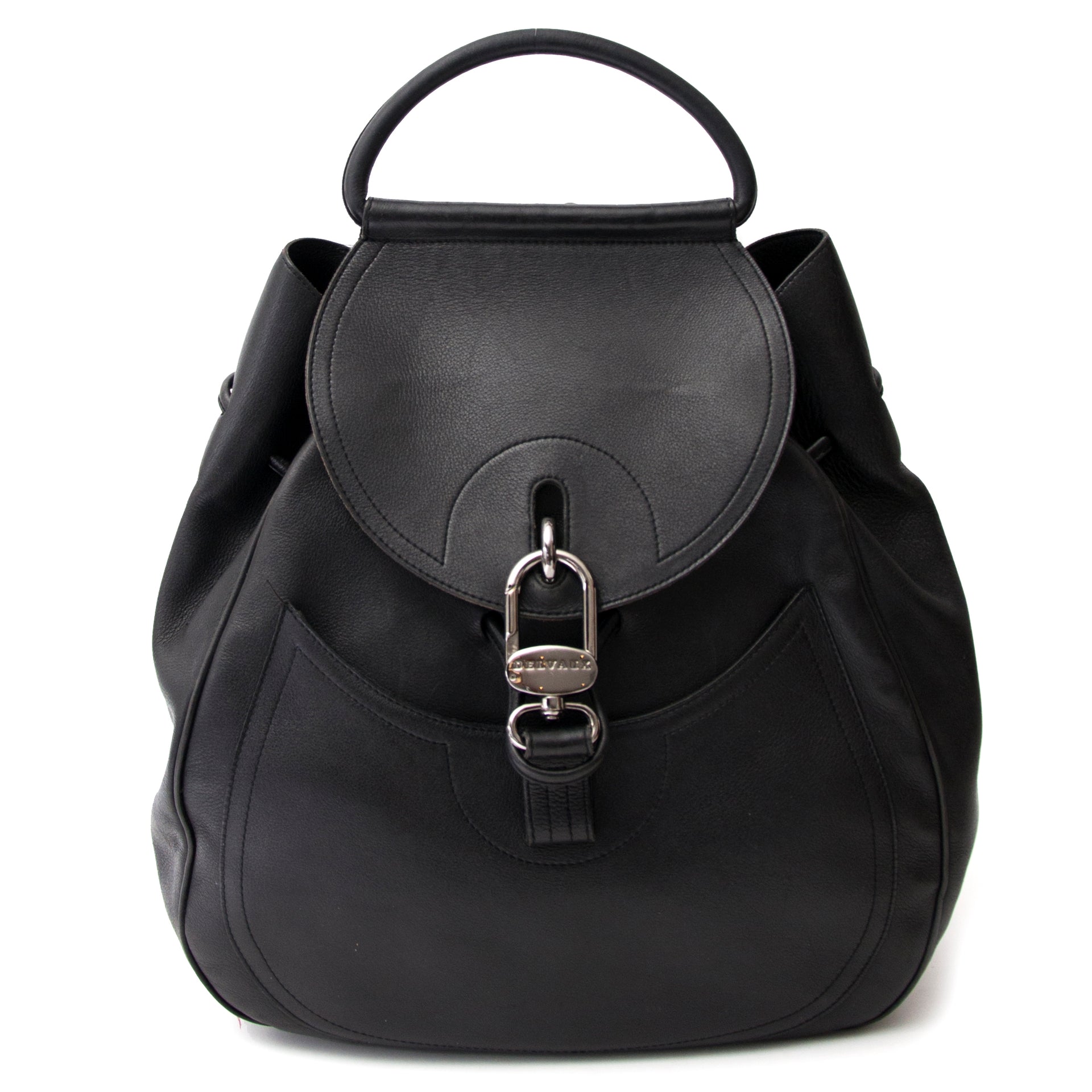 shopp safe online at the best price Delvaux All Black Leather Lucifer GM
