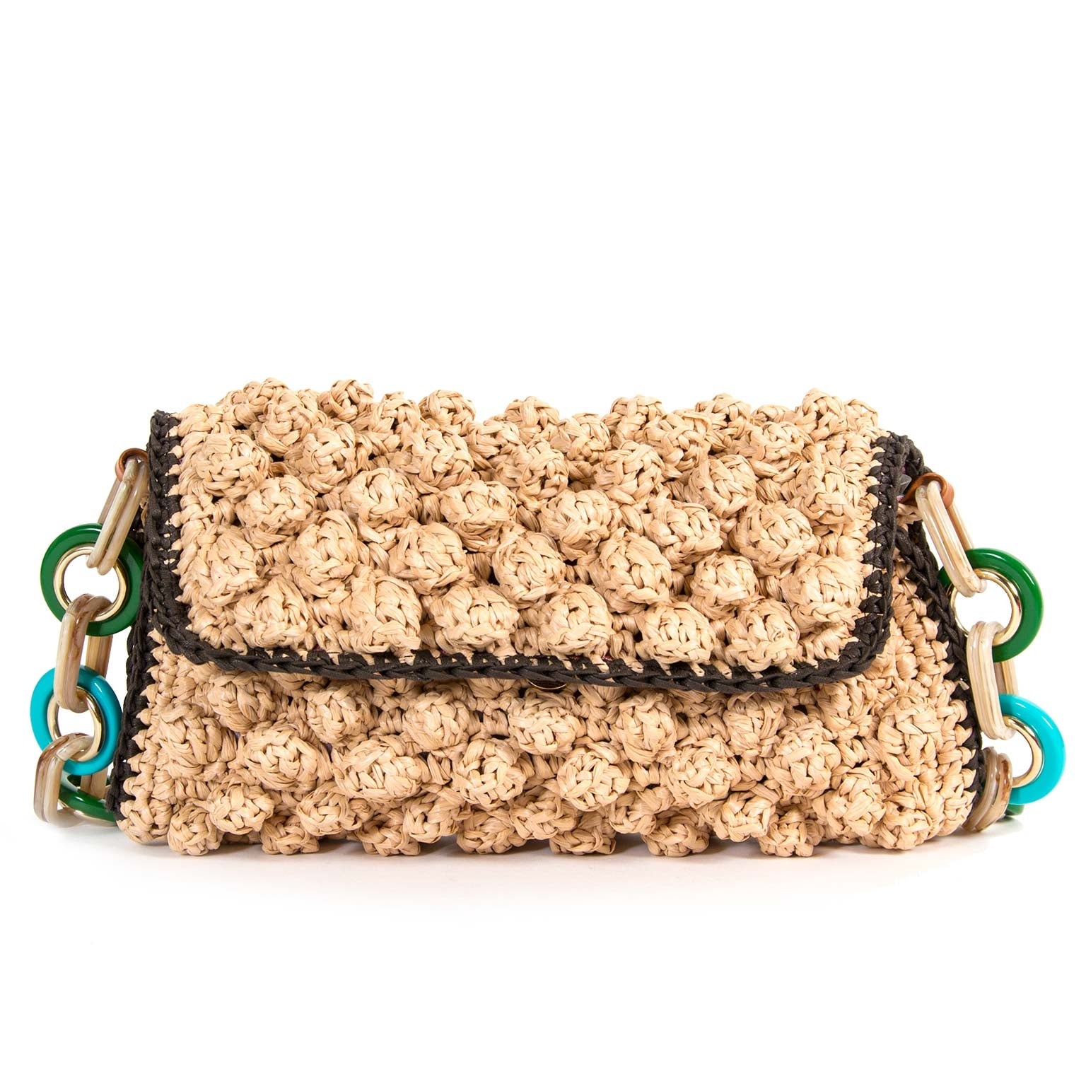 M Missoni Woven Raffia Shoulder Bag
