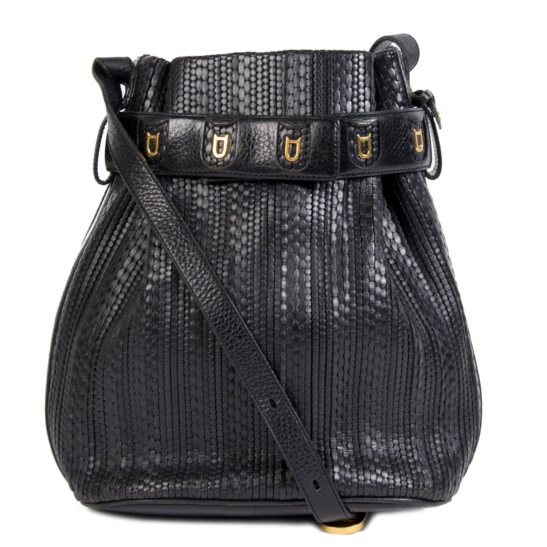 Delvaux Black Toile De Cuir Calicot Bucket Bag