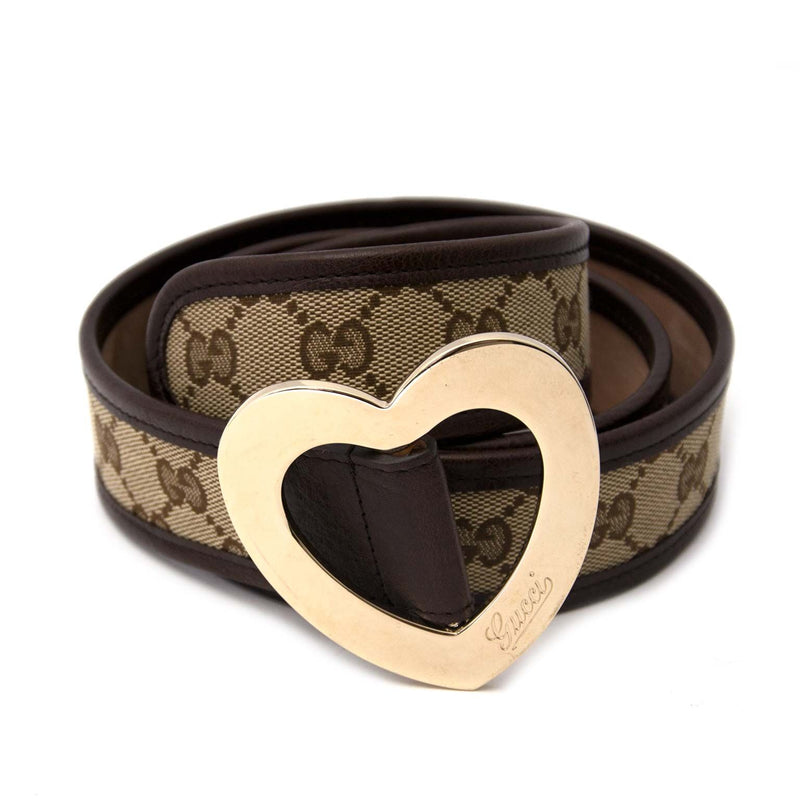 Tweedehands bruine Gucci riem met monogram patroon