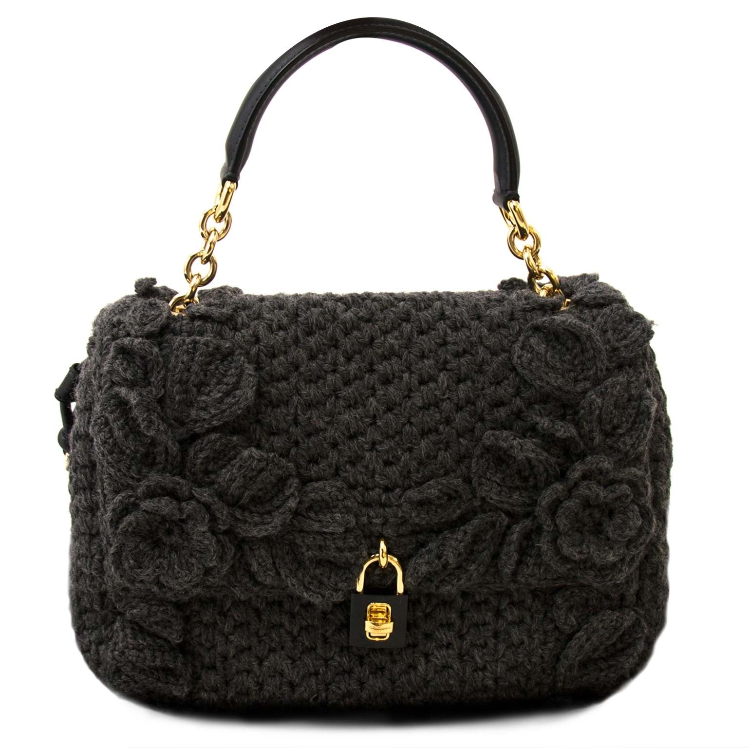 Dolce & Gabbana Miss Dolche Grey Wool Bag
