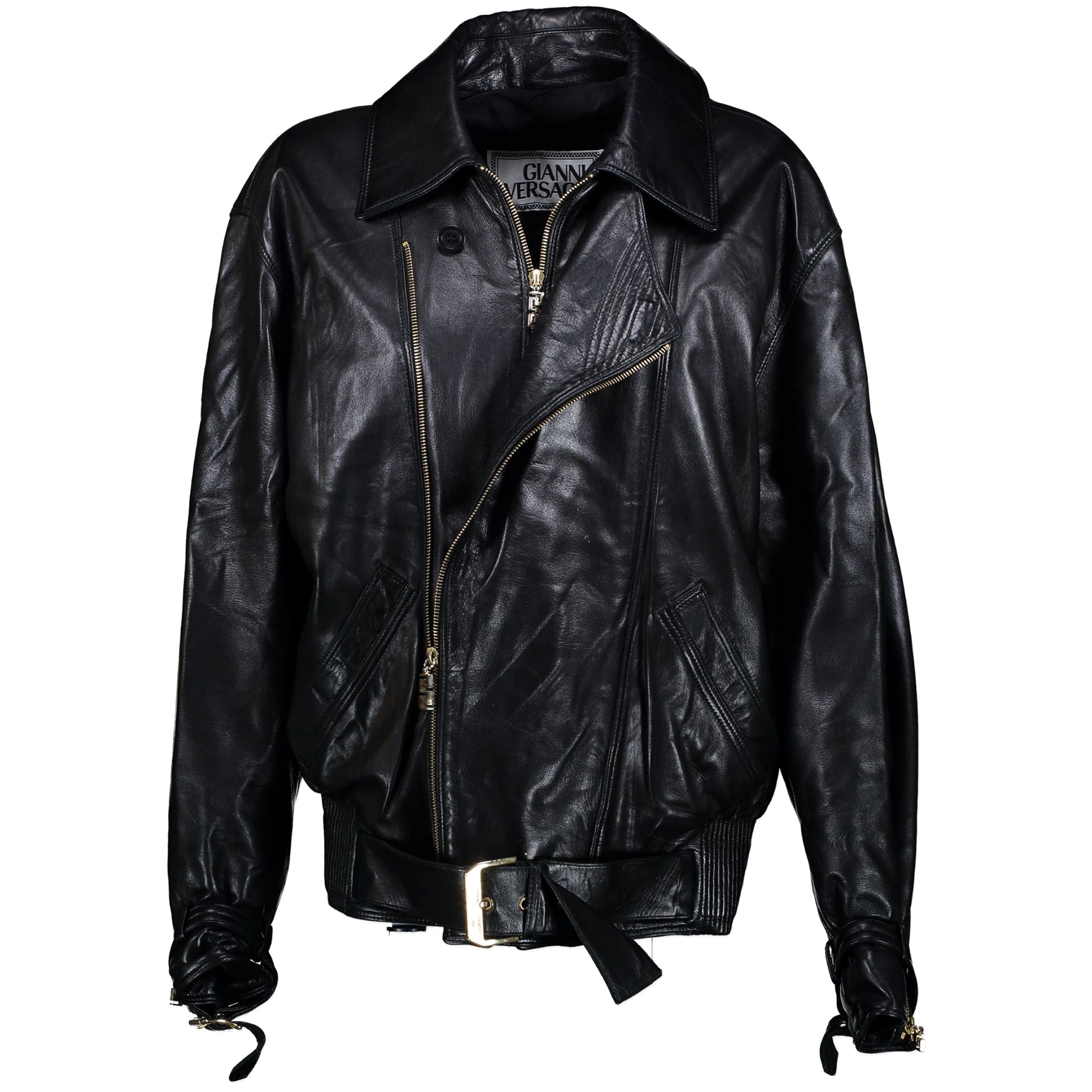 Gianni Versace Black Leather Jacket. Acheter en ligne des vestes de Versace. Paiement Sécurisé.
