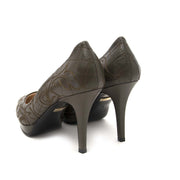 *NEVER USED* Versace Khaki Quilted Pumps - Size 38