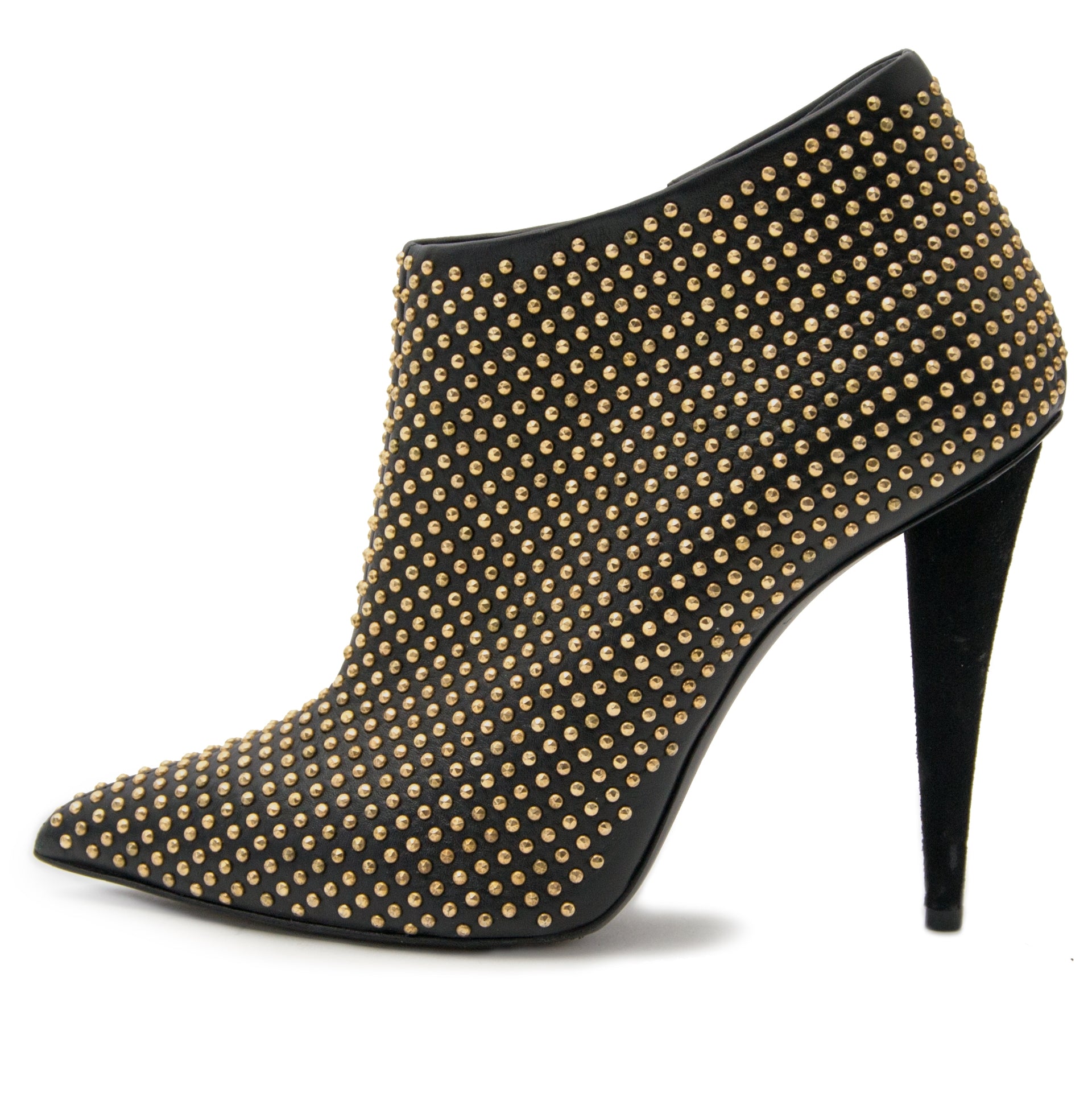 acheter en ligne pour le meilleur prix Giuseppe Zanotti Black & Gold Studded Ankle Booties - Size 36