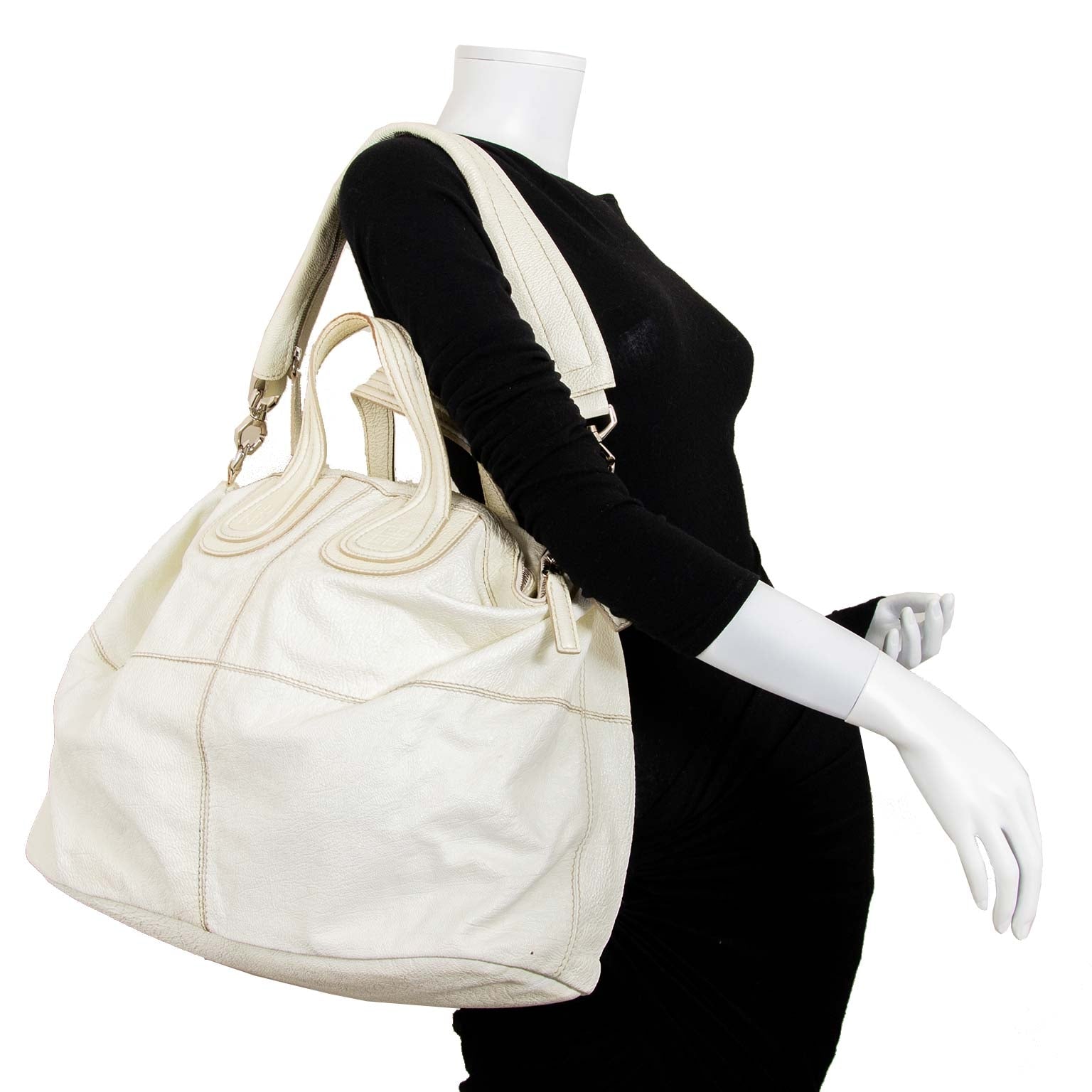 givenchy large white cream nightingale bag now for sale at labellov vintage fashion webshop belgium