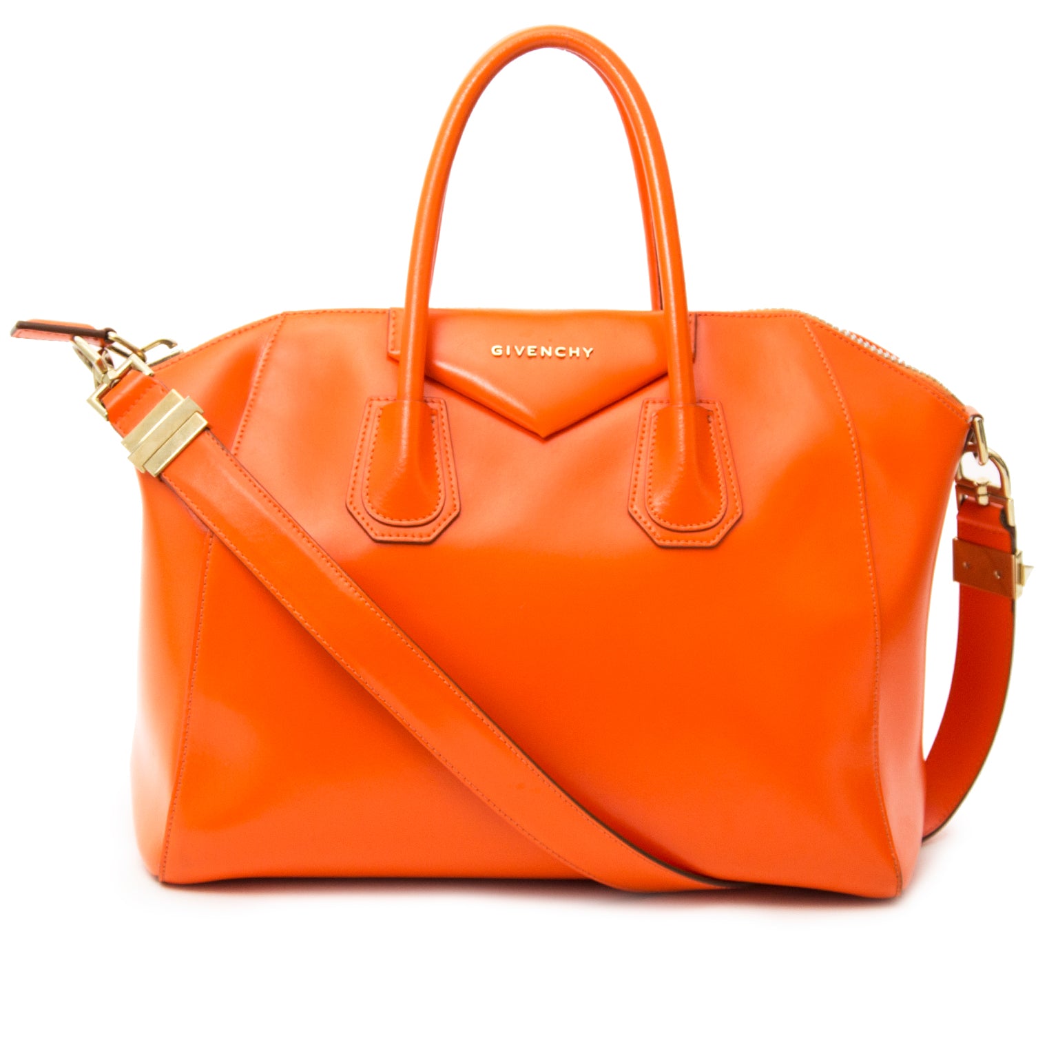 Authentic Givenchy Medium Orange Antigona Leather Bag for sale online at labellov.com