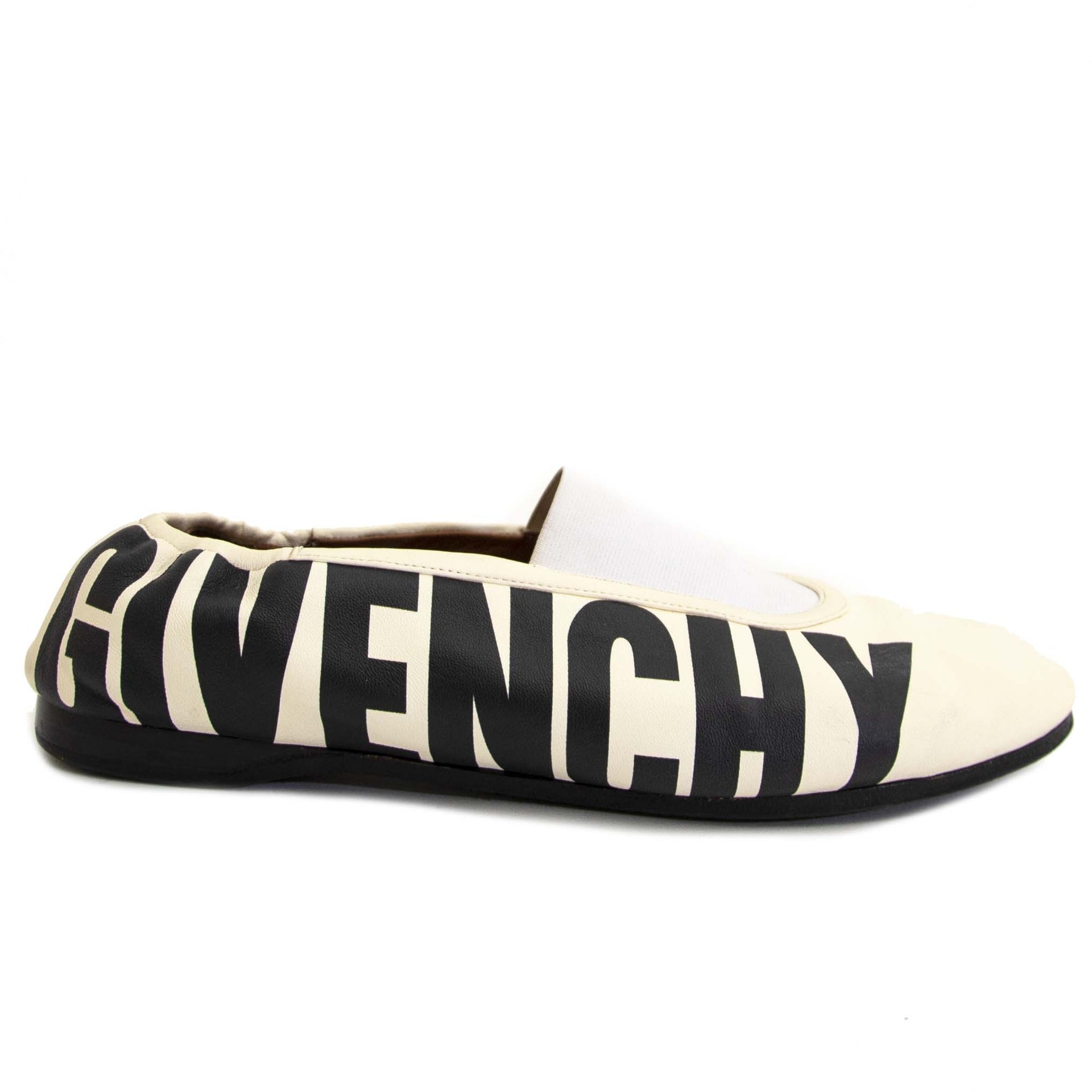 Givenchy White Printed Leather Slip-on Flats - Size 38
