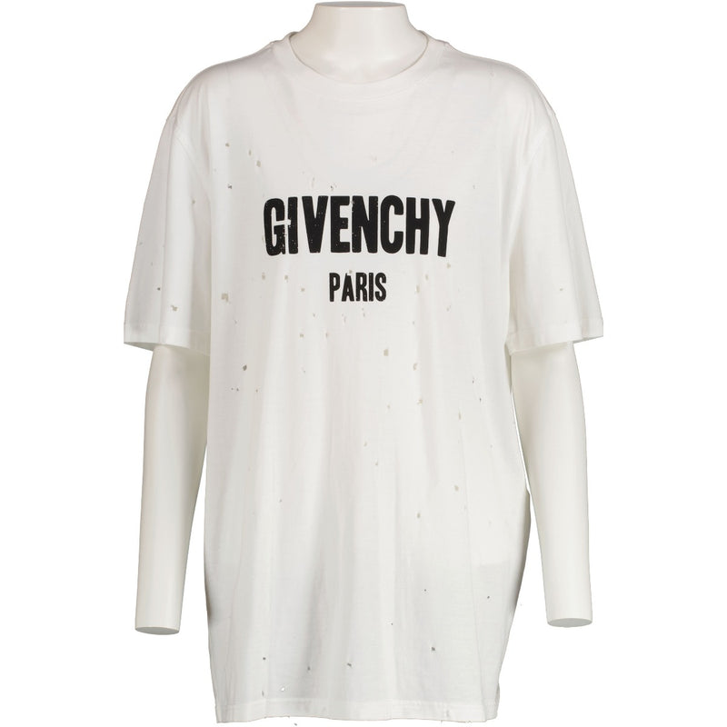 Givenchy T-shirt met vernietigd logo wit - maat XS