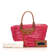 shop safe online Balenciaga Pink Panier Raffia Basket Bag