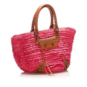 skip the waiting list shop safe online Balenciaga Pink Panier Raffia Basket Bag