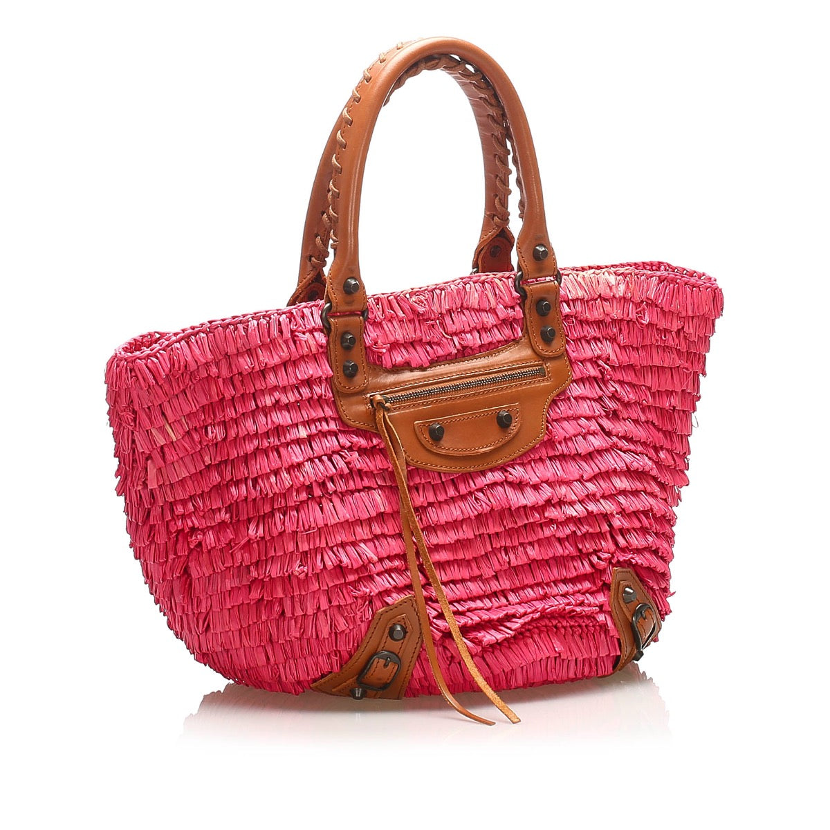 skip the waiting list shop safe online Balenciaga Pink Panier Raffia Basket Bag