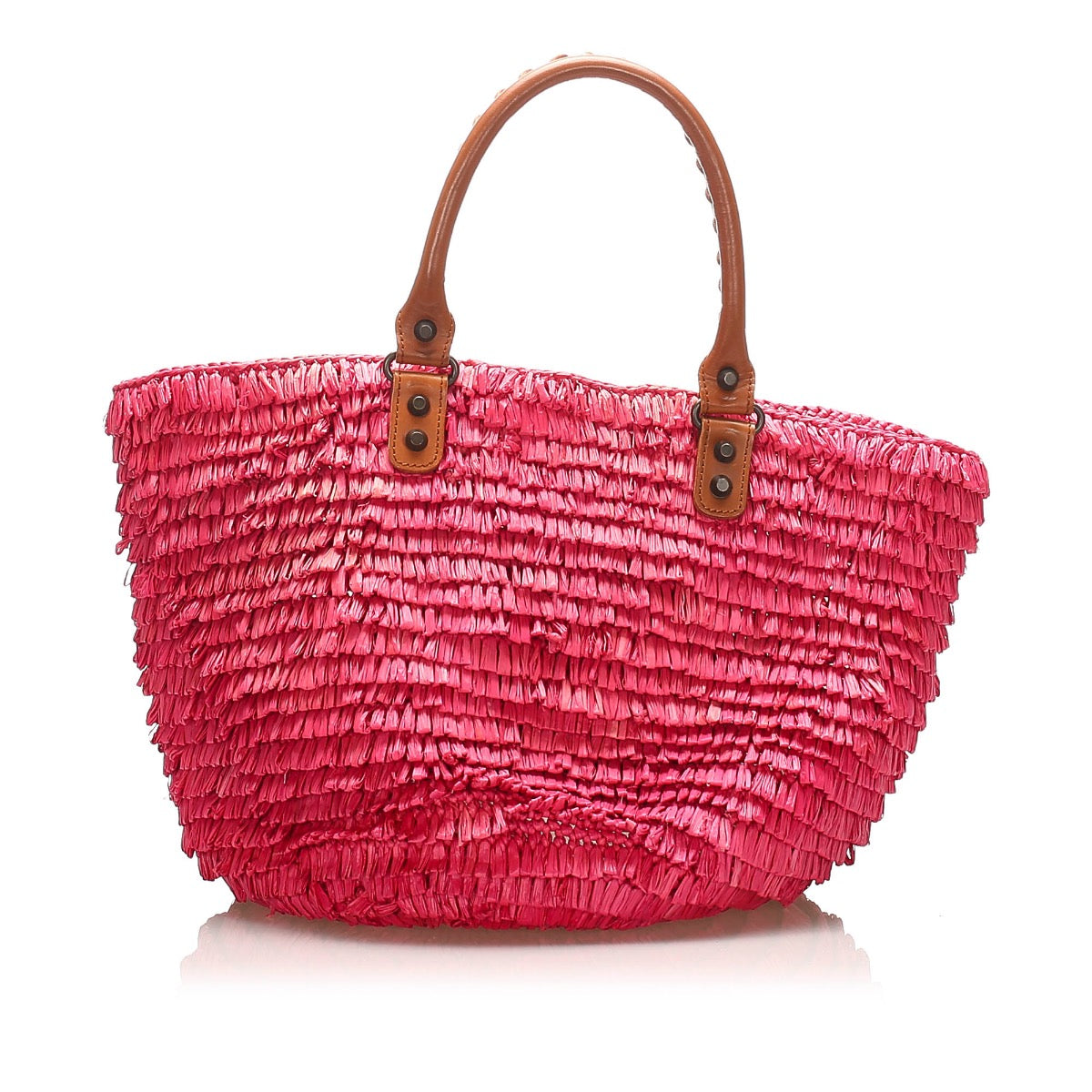 Balenciaga Pink Panier Raffia Basket Bag