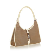Buy online an authentic second hand Gucci Beige/White Canvas Jackie Shoulder Bag in very good condition at Labellov in Antwerp.
