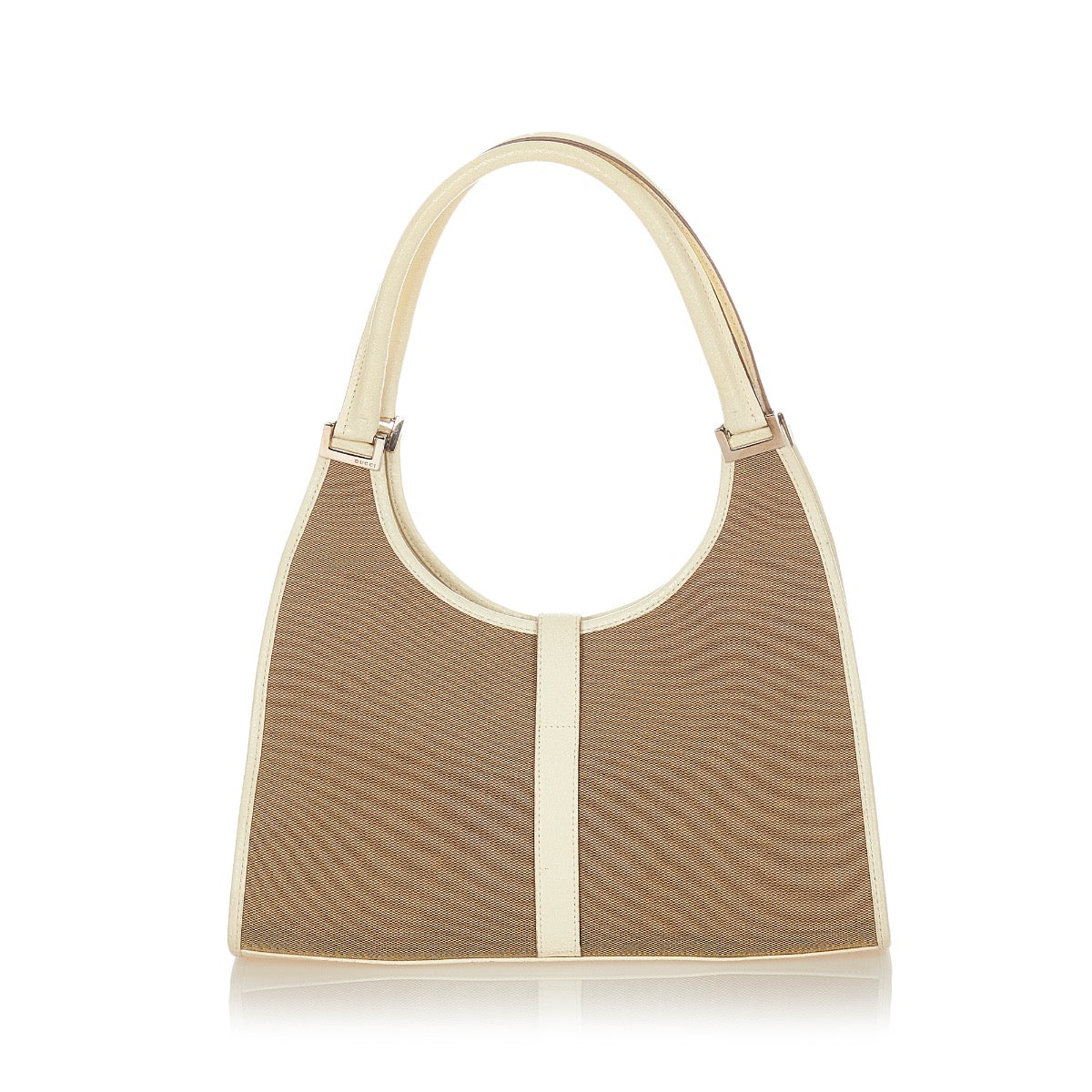 Buy online an authentic second hand Gucci Beige/White Canvas Jackie Shoulder Bag in very good condition at Labellov in Antwerp.