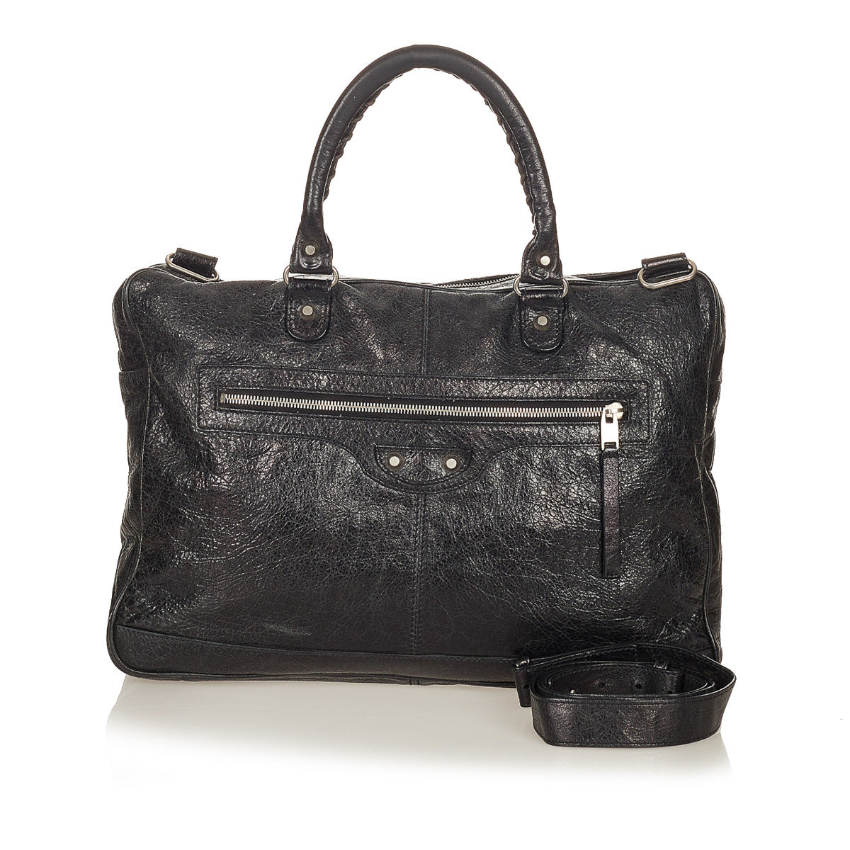 Balenciaga Black Classic Mini Folder Document Bag + Strap