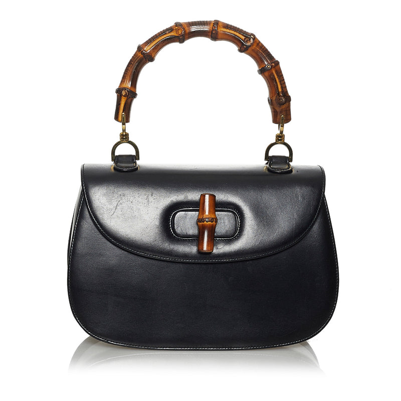 Gucci Zwarte Bamboe 1947 Medium Handtas