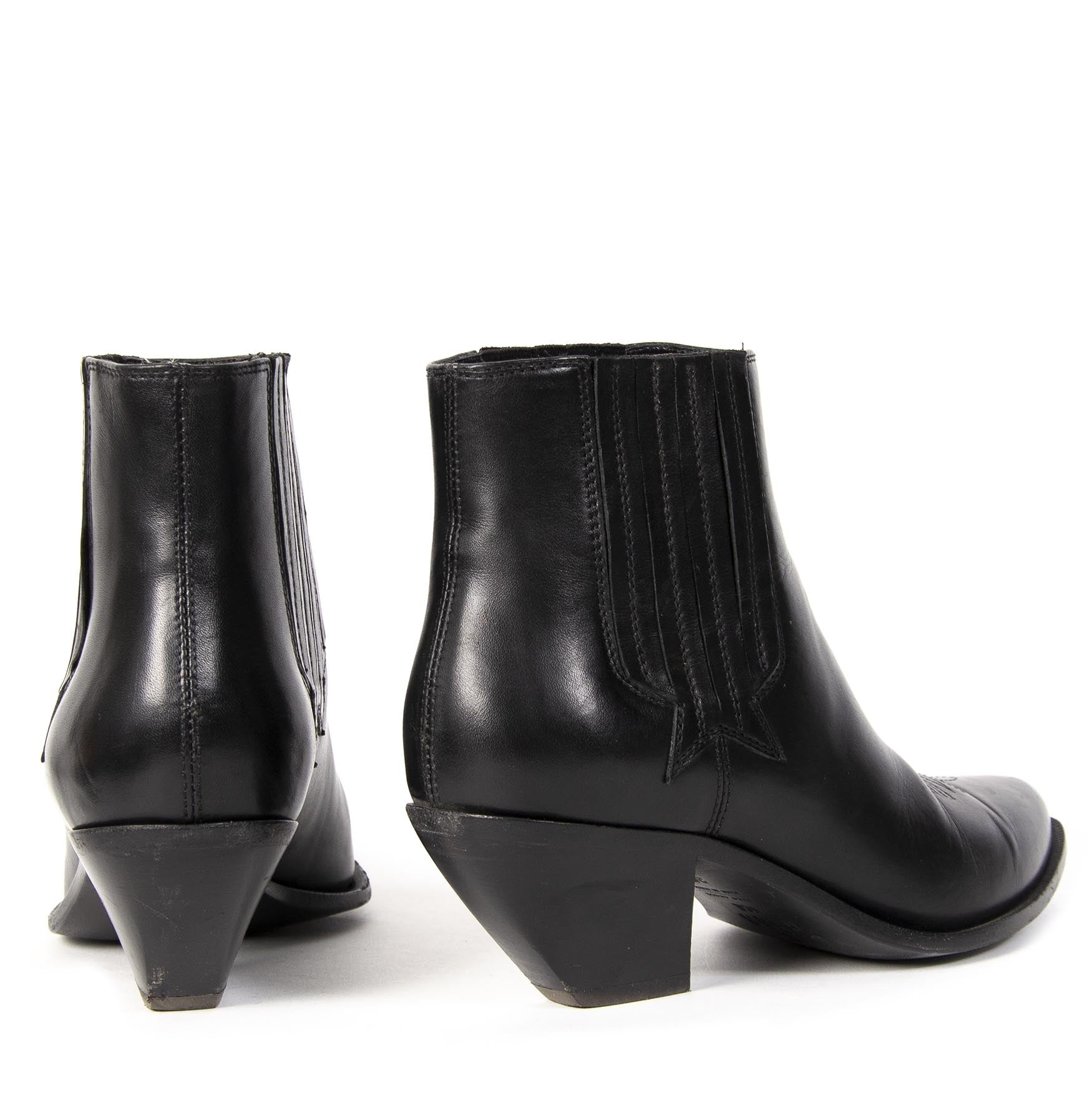 Authentieke tweedehands Golden Goose zwarte leren enkellaarzen juiste prijs veilig online winkelen LabelLOV webshop luxe merken winkelen Antwerpen België mode fashion