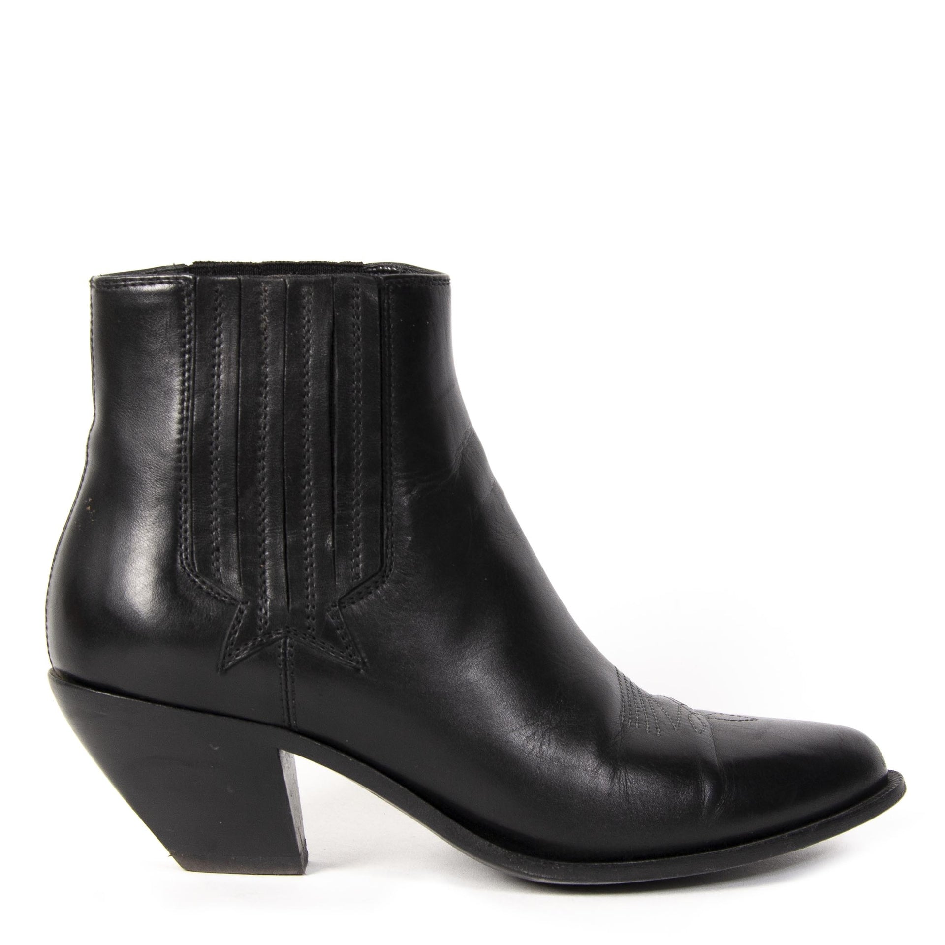 Authentieke tweedehands Golden Goose zwarte leren enkellaarzen juiste prijs veilig online winkelen LabelLOV webshop luxe merken winkelen Antwerpen België mode fashion