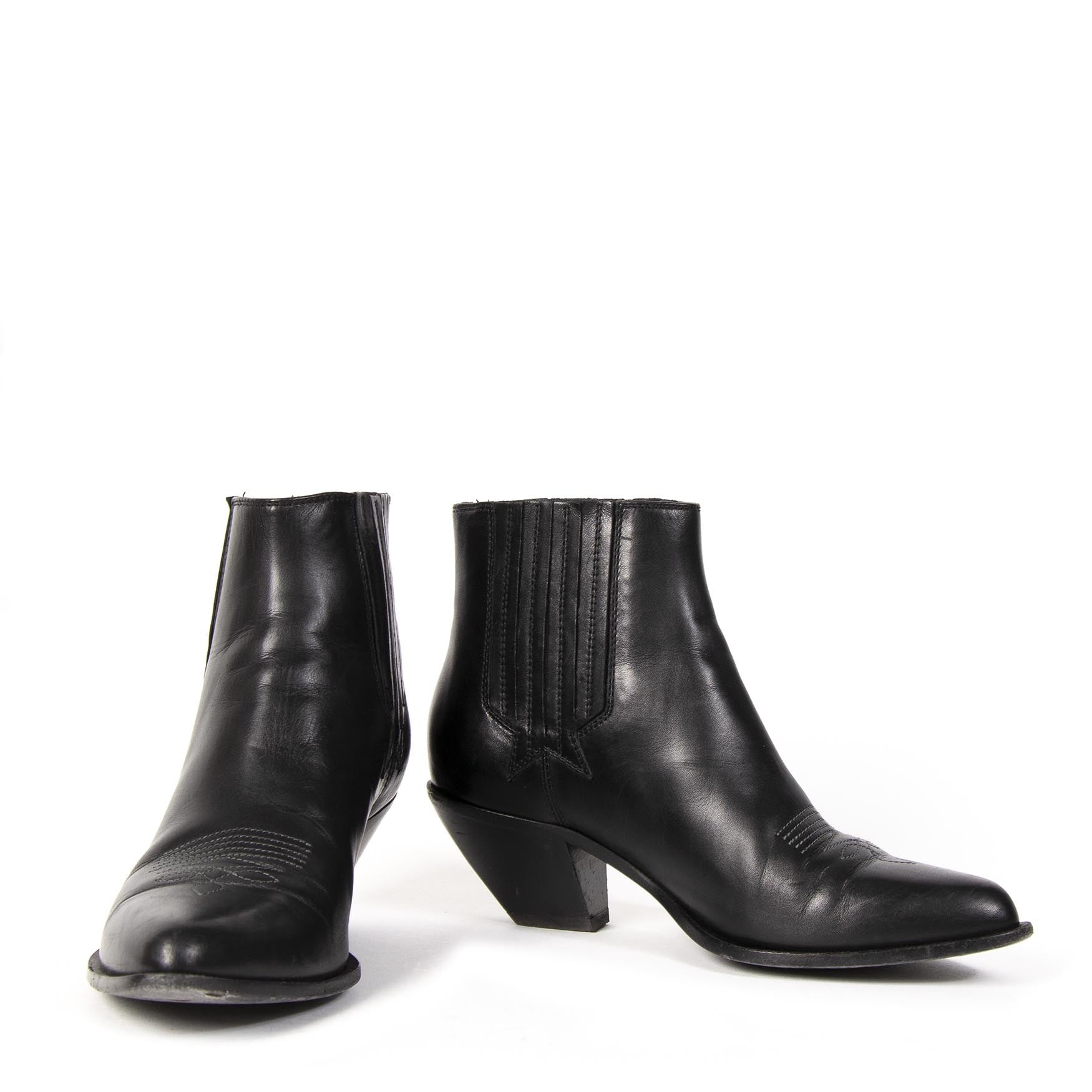 Authentieke tweedehands Golden Goose zwarte leren enkellaarzen juiste prijs veilig online winkelen LabelLOV webshop luxe merken winkelen Antwerpen België mode fashion