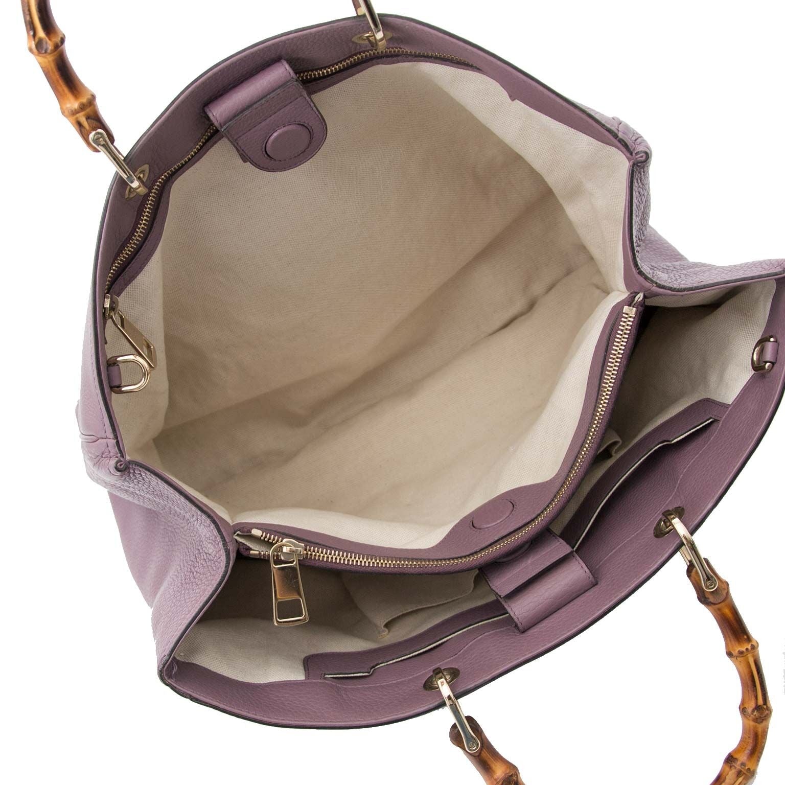 buy Gucci Bamboo Purple Large Tote Bag and pay save