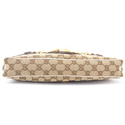 Authentieke Gucci Beige Monogram schoudertas met wit en goud voor de juiste prijs bij LabelLOV vintage webshop. Gucci Beige Monogram Purse with white and gold. Veilig online winkelen. Luxe, vintage, mode. Antwerpen, België.