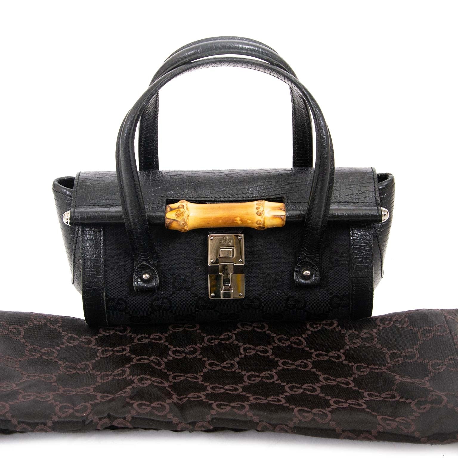 gucci monogram bullet bamboo bag now for sale at labellov vintage fashion webshop belgium