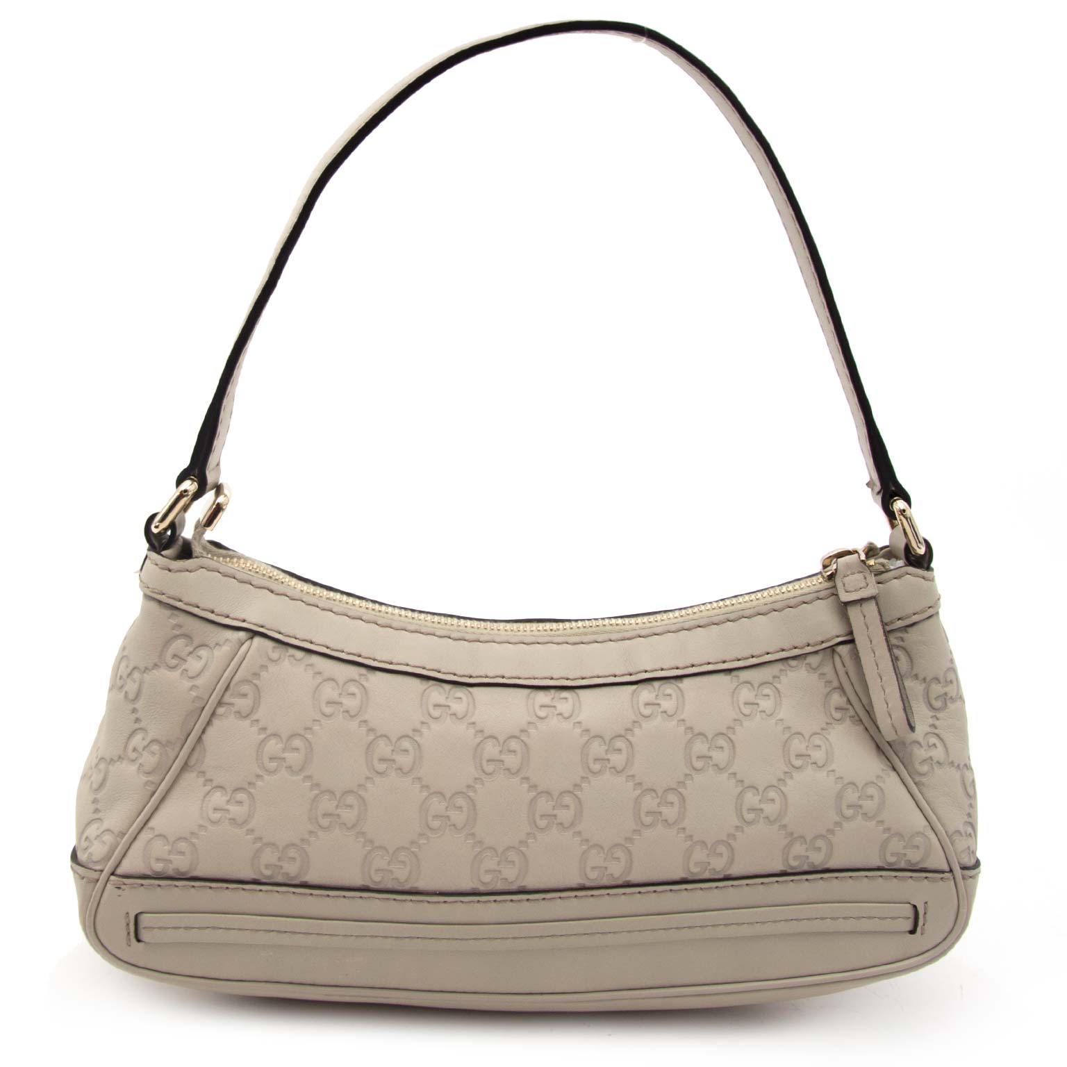 Gucci Small Beige Leather Bag With Monogram Pattern