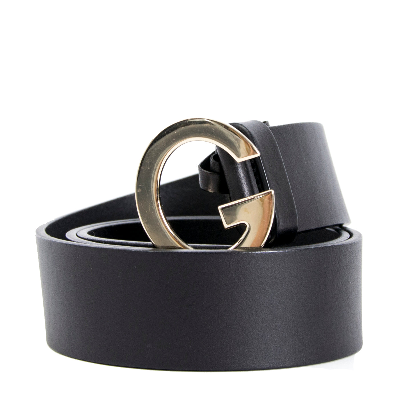 Gucci Black Leather 'G' Belt - size 85