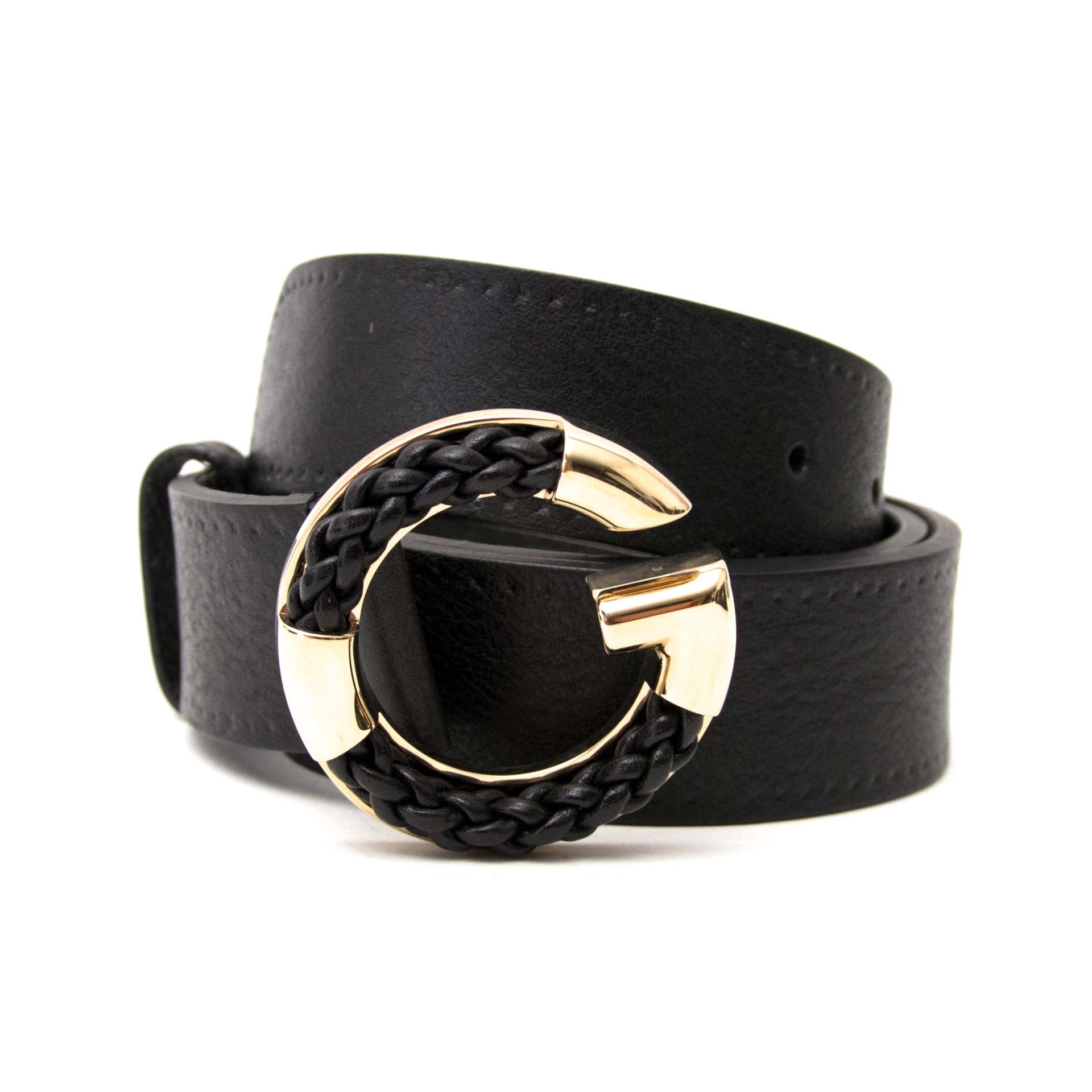 Buy your Gucci braided logo black belt online for the best price