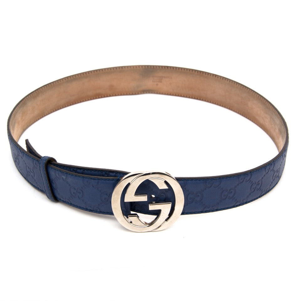 Gucci Blue Monogram Belt – Labellov