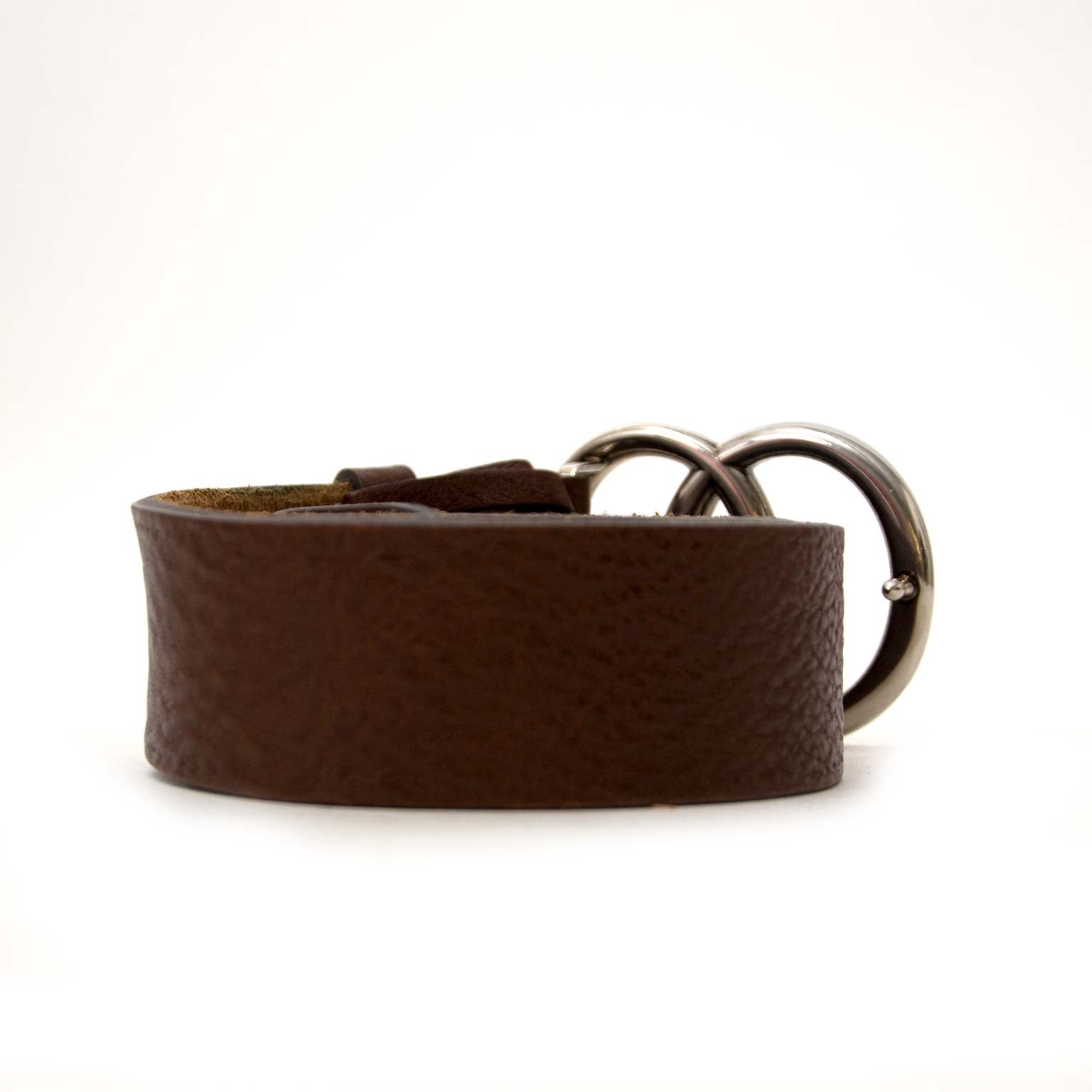 koop authentieke gucci double g bruine leder riem bij labellov vintage mode webshop
