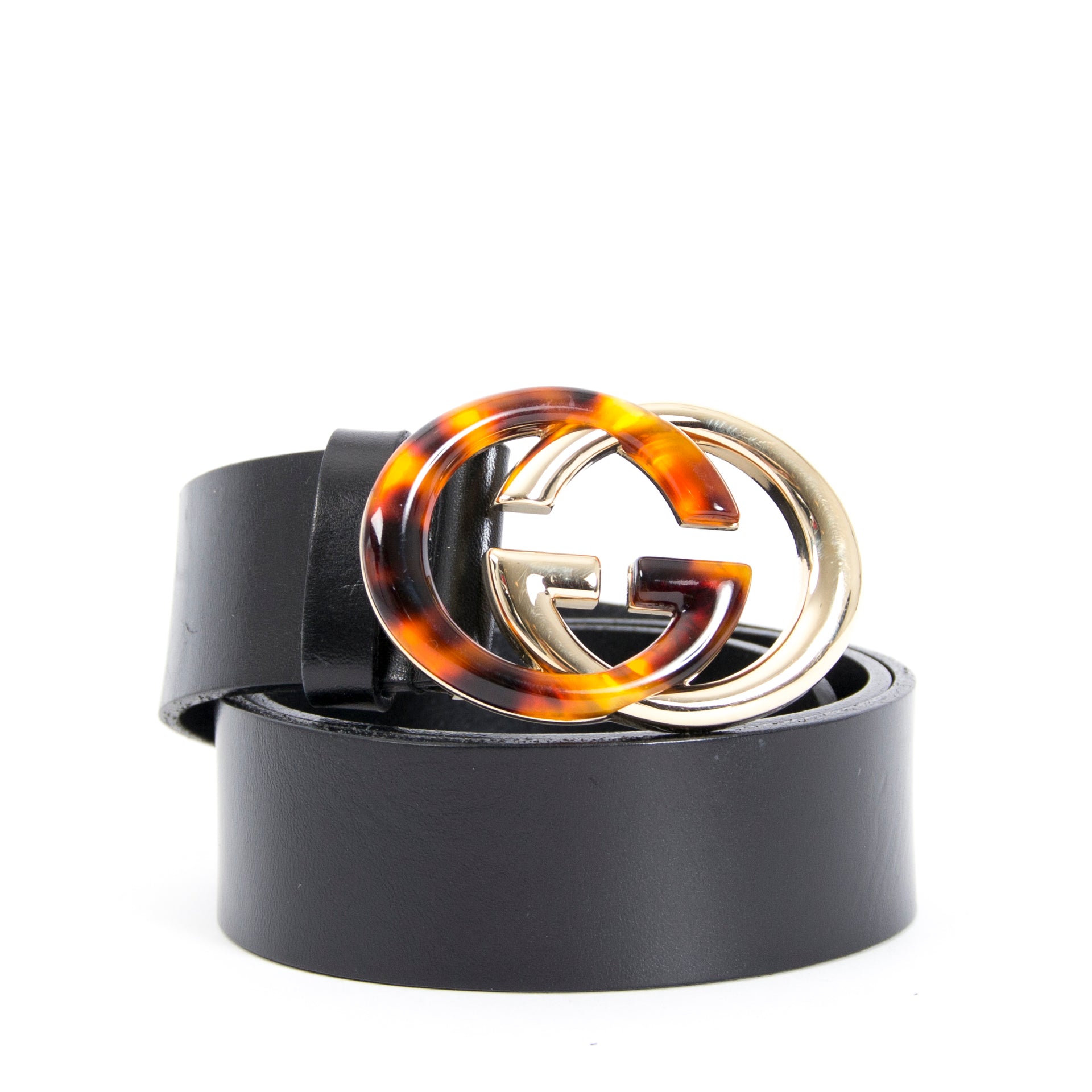 looking for a secondhand Gucci Black Leather Belt Double G Buckle - size 85
