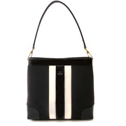 Gucci Signature Fabric Stripe Black Vinyl Shoulder Bag for sale online at Labellov