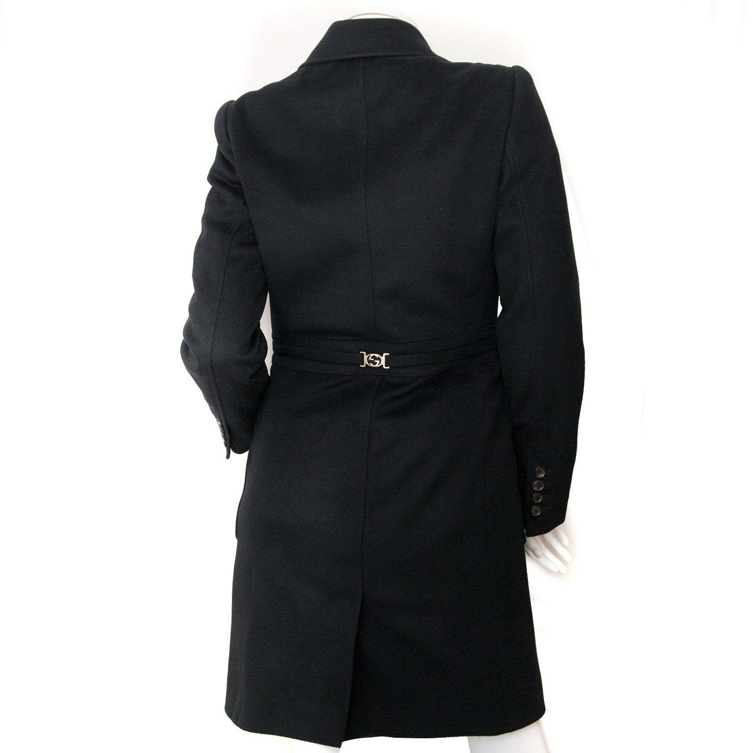 gucci wool black trench coat now for sale at labellov vintage fashion webshop belgium