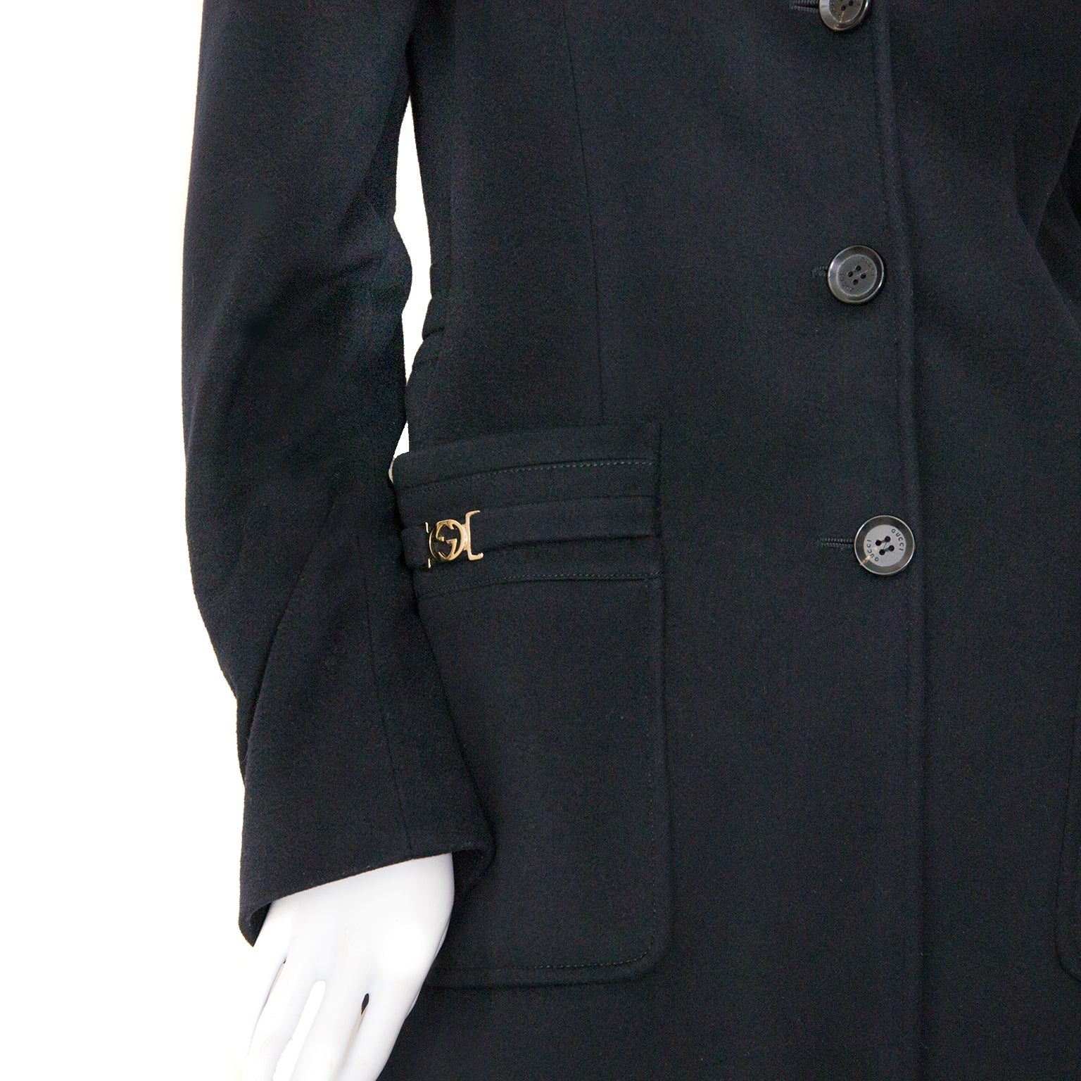 gucci wool black trench coat now for sale at labellov vintage fashion webshop belgium