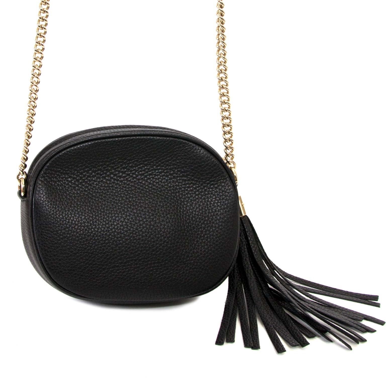 gucci black leather soho mini chain crossbody bag now for sale at labellov vintage fashion webshop belgium