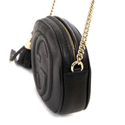 gucci black leather soho mini chain crossbody bag now for sale at labellov vintage fashion webshop belgium