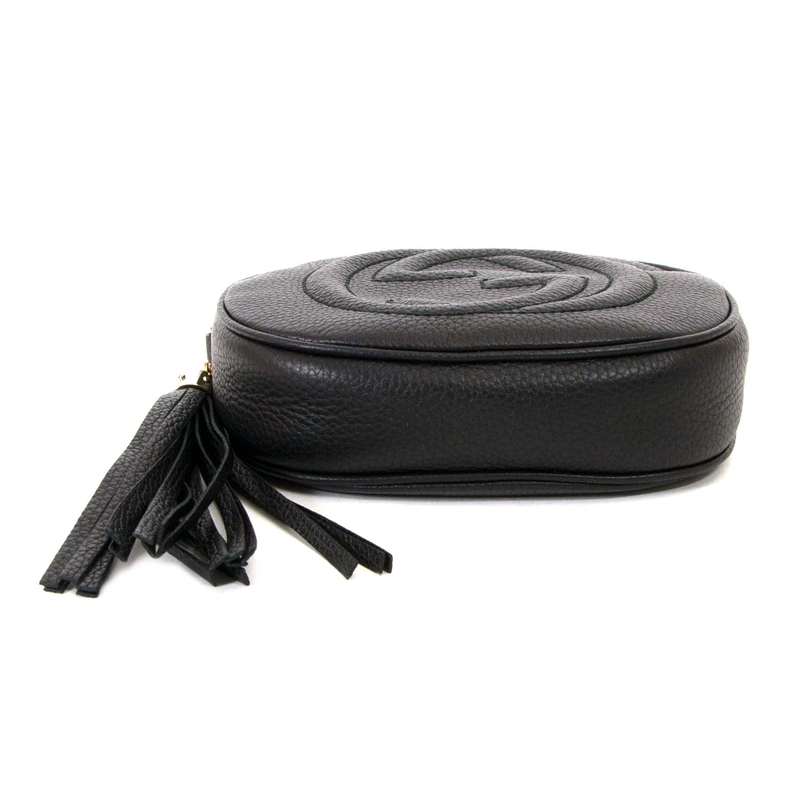 gucci black leather soho mini chain crossbody bag now for sale at labellov vintage fashion webshop belgium