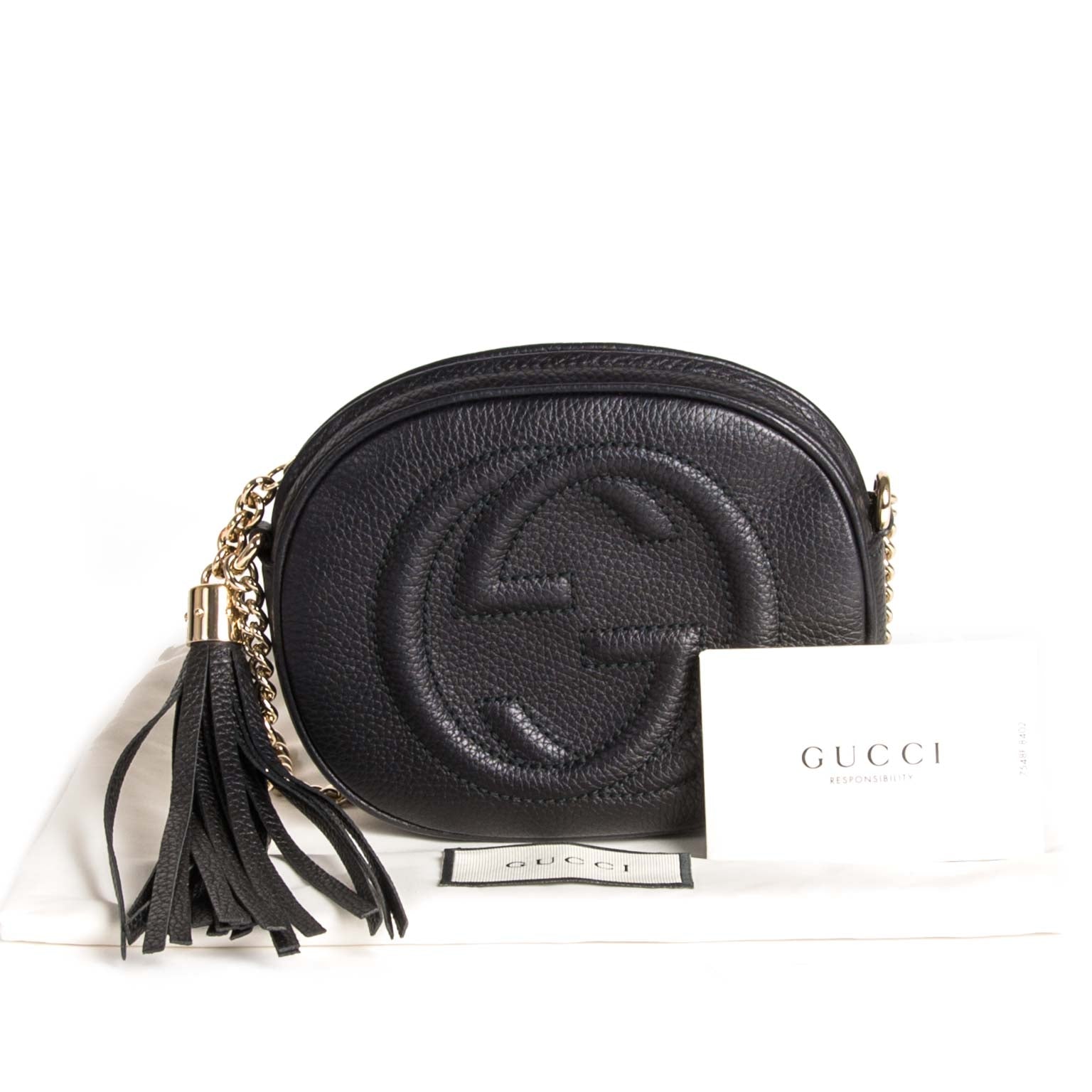 gucci black leather soho mini chain crossbody bag now for sale at labellov vintage fashion webshop belgium