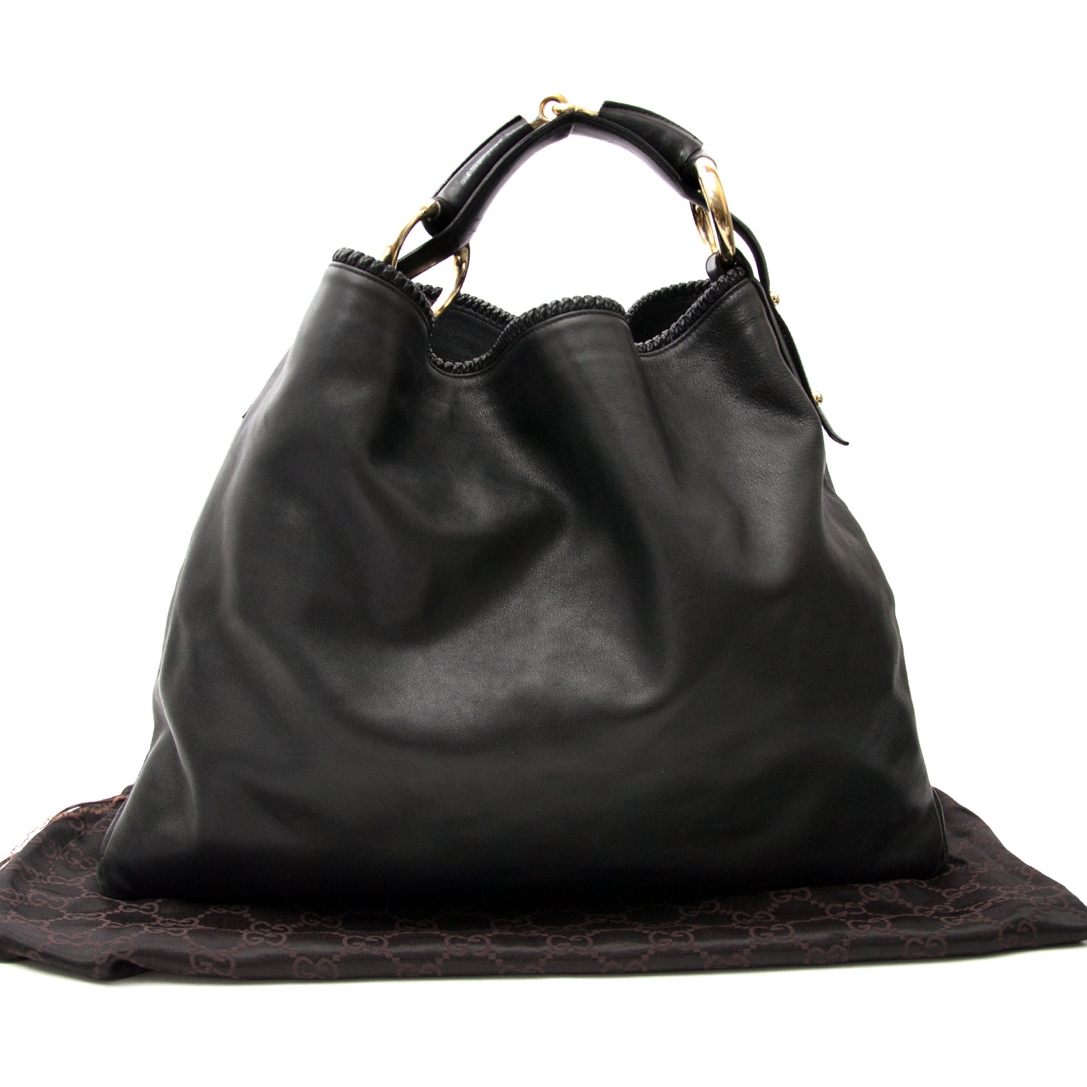 Gucci Black Horsebit Hobo Bag